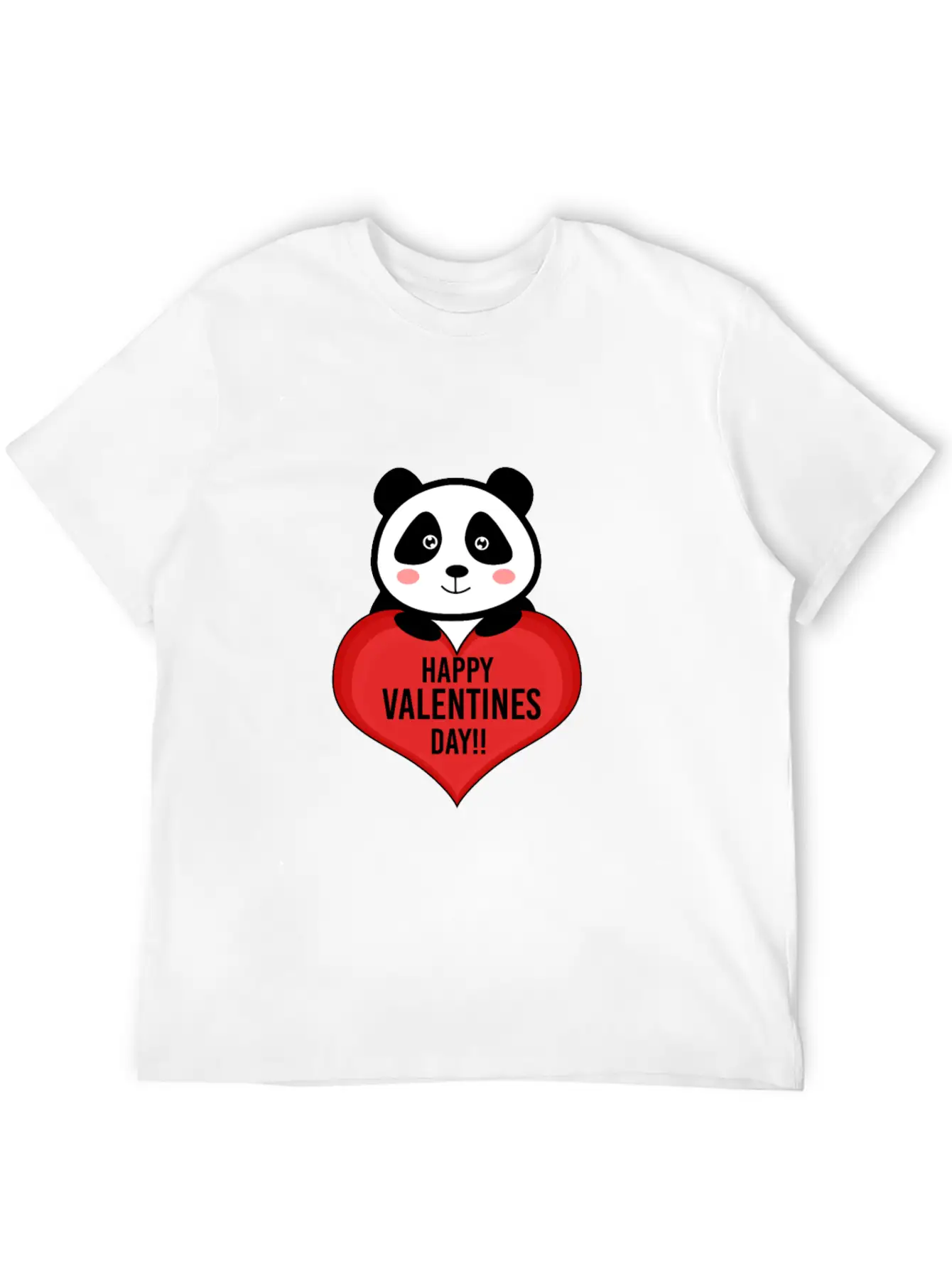 Cute Cupid Panda Heart Kiss Happy Couple Feelings Unisex Short Sleeve Soft Cotton T-Shirt – Casual Everyday Wear