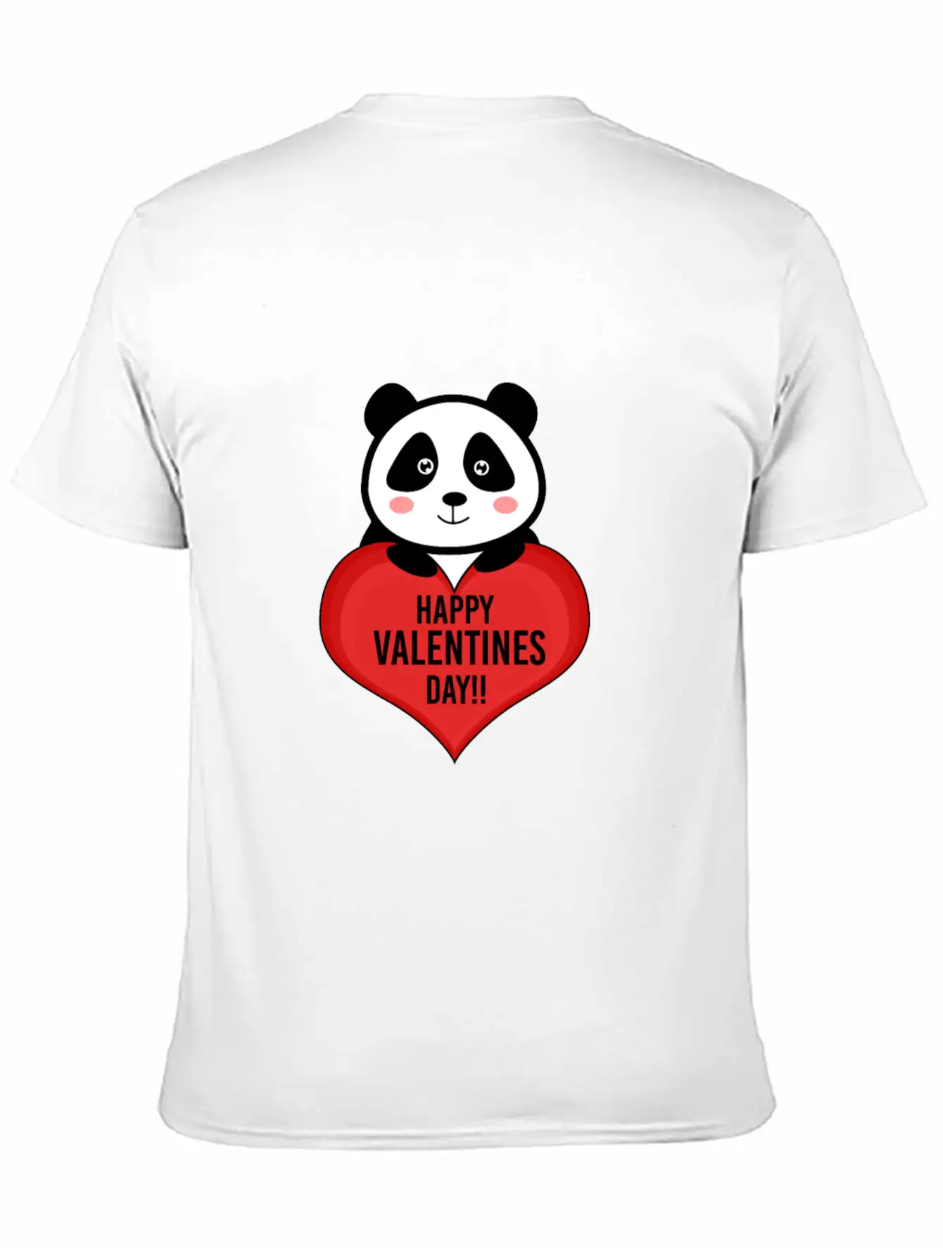 Cute Cupid Panda Heart Kiss Happy Couple Feelings Unisex Short Sleeve Soft Cotton T-Shirt – Casual Everyday Wear