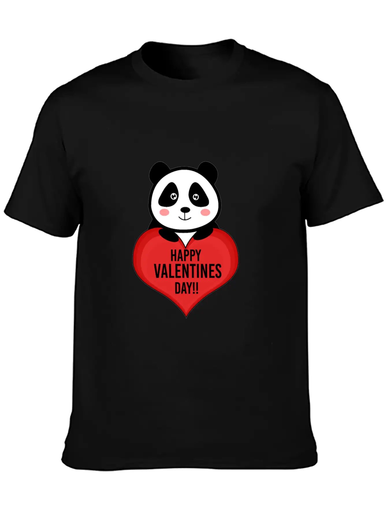 Cute Cupid Panda Heart Kiss Happy Couple Feelings Unisex Short Sleeve Soft Cotton T-Shirt – Casual Everyday Wear