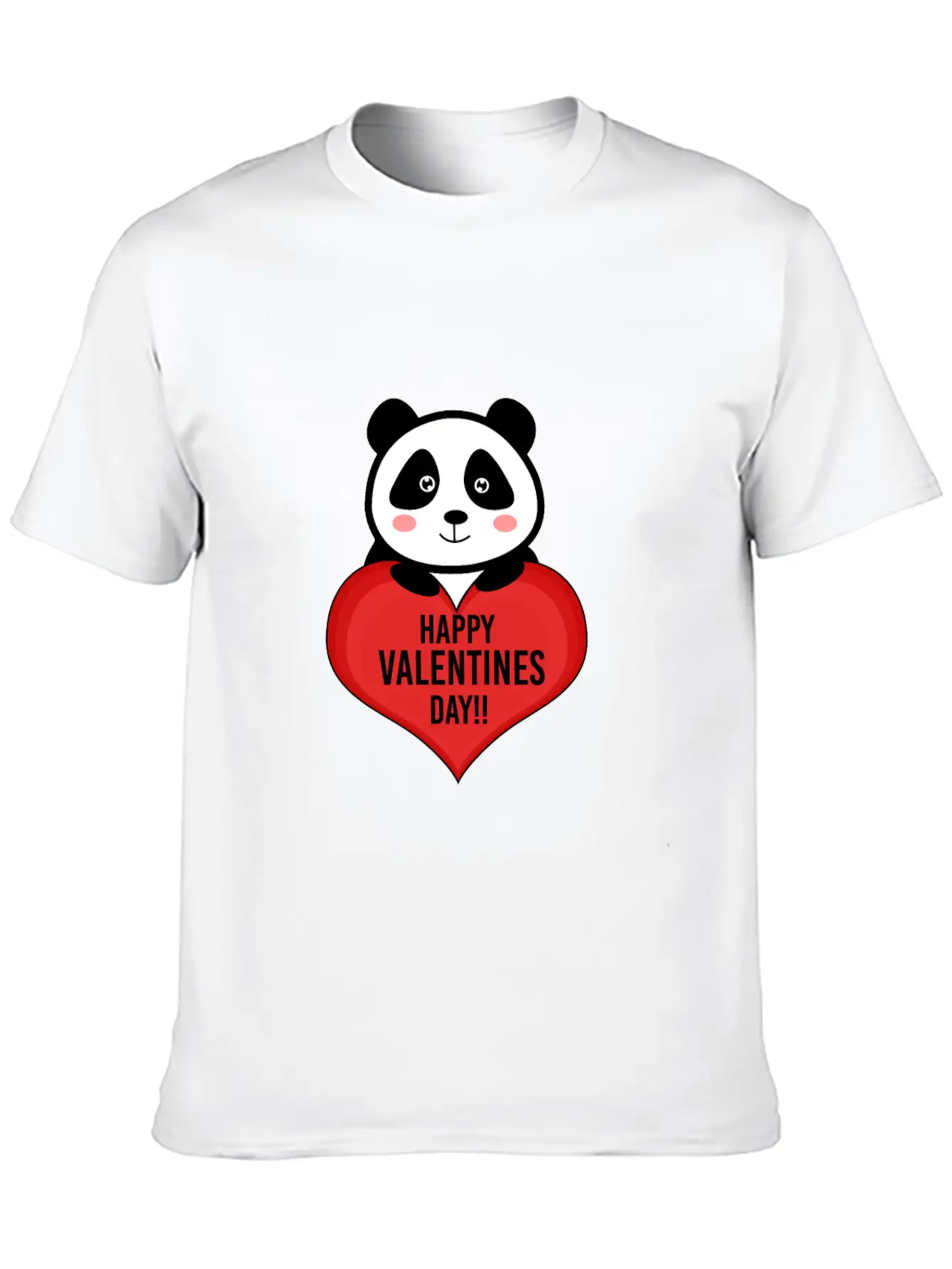 Cute Cupid Panda Heart Kiss Happy Couple Feelings Unisex Short Sleeve Soft Cotton T-Shirt – Casual Everyday Wear