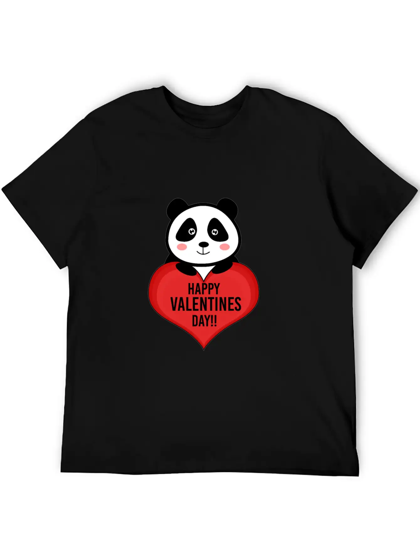Cute Cupid Panda Heart Kiss Happy Couple Feelings Unisex Short Sleeve Soft Cotton T-Shirt – Casual Everyday Wear
