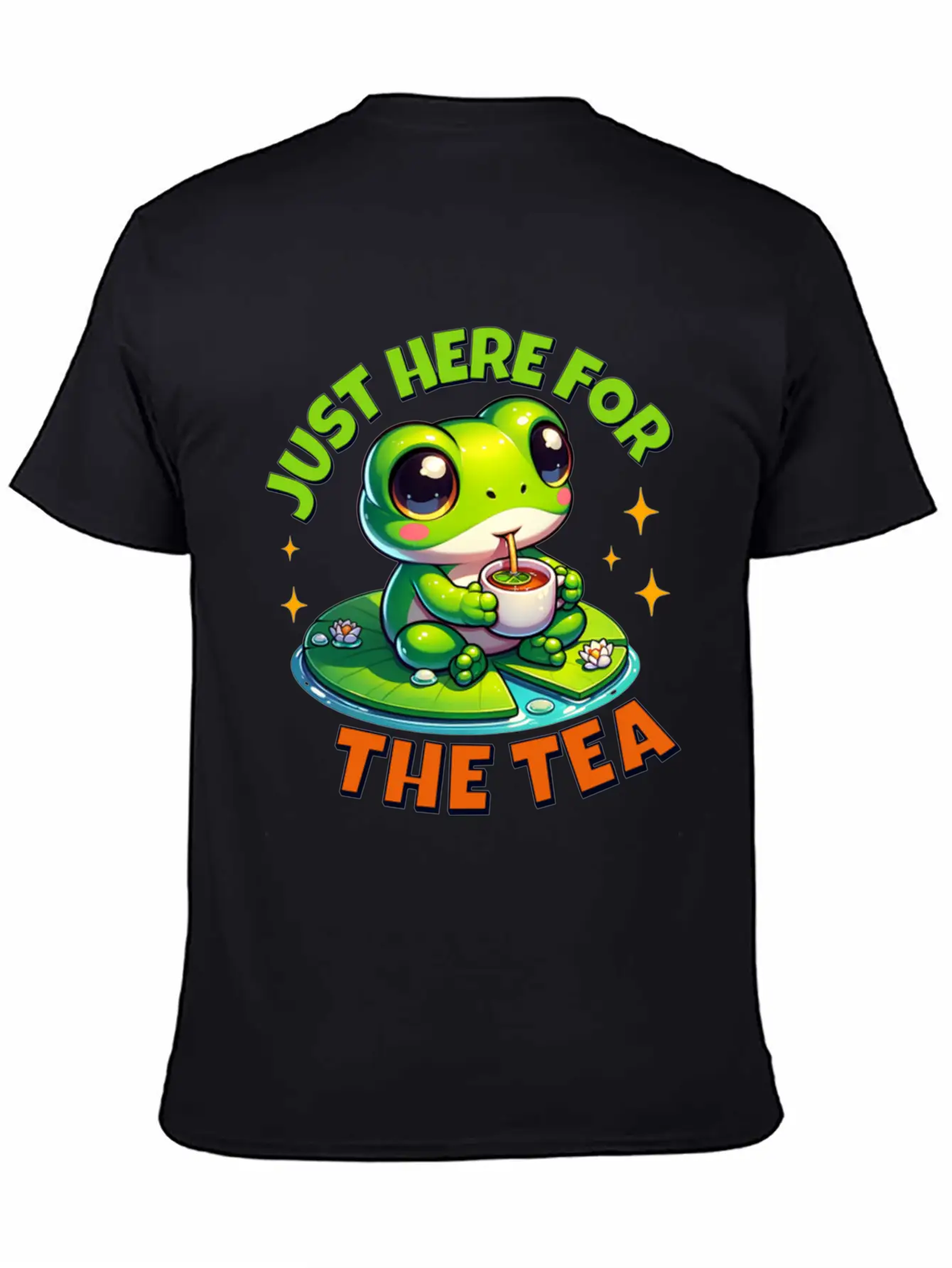 Cute Frog T ShirtJust Here For The Tea Stylish Everyday T-Shirt – Unisex Basic Cotton Tee