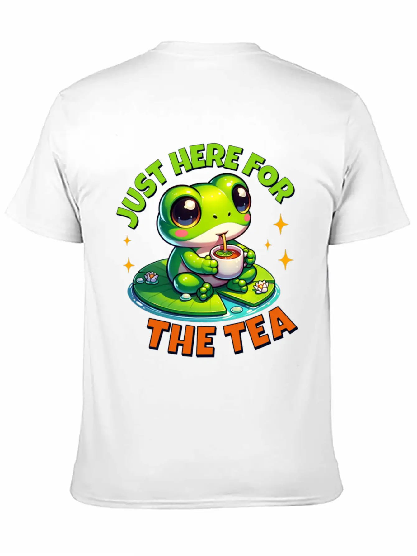 Cute Frog T ShirtJust Here For The Tea Stylish Everyday T-Shirt – Unisex Basic Cotton Tee