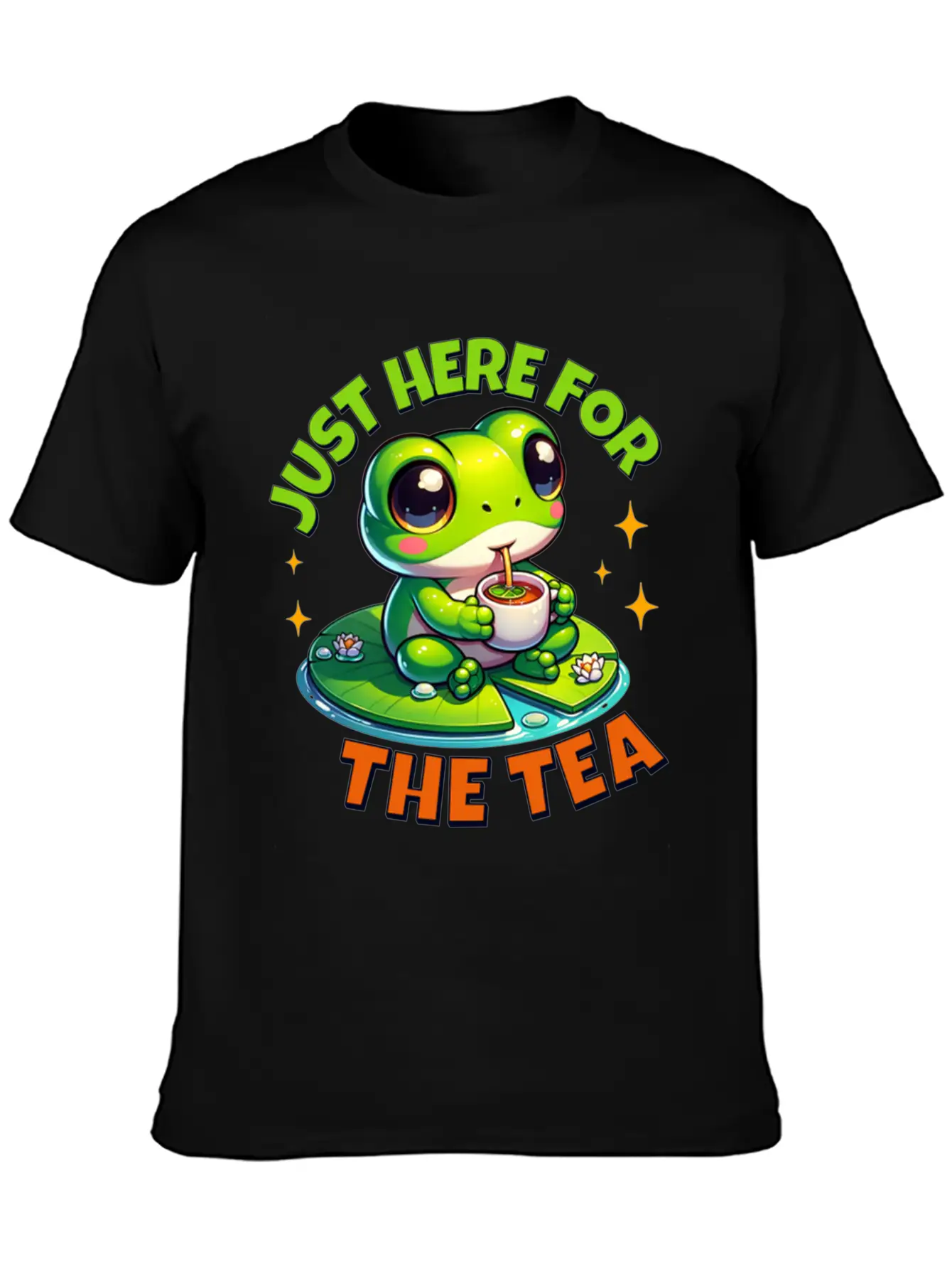 Cute Frog T ShirtJust Here For The Tea Stylish Everyday T-Shirt – Unisex Basic Cotton Tee