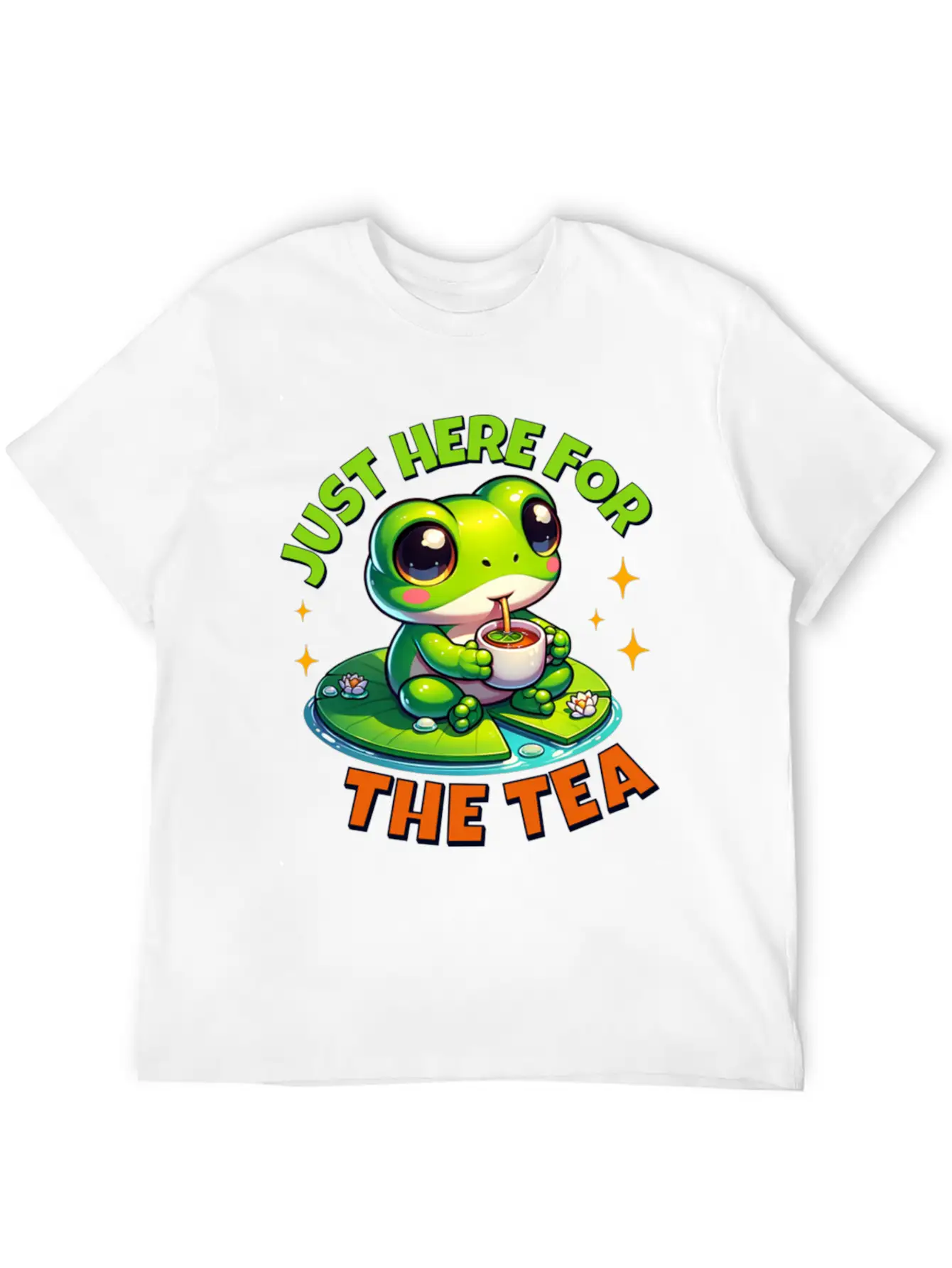 Cute Frog T ShirtJust Here For The Tea Stylish Everyday T-Shirt – Unisex Basic Cotton Tee
