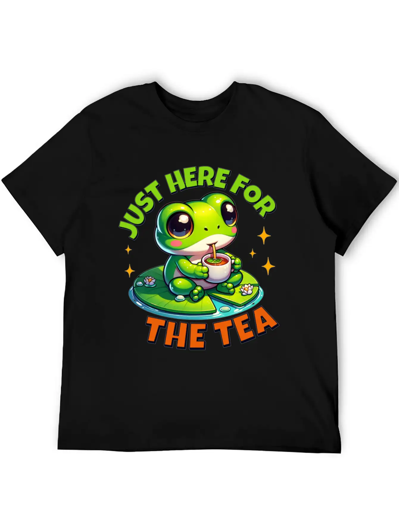 Cute Frog T ShirtJust Here For The Tea Stylish Everyday T-Shirt – Unisex Basic Cotton Tee