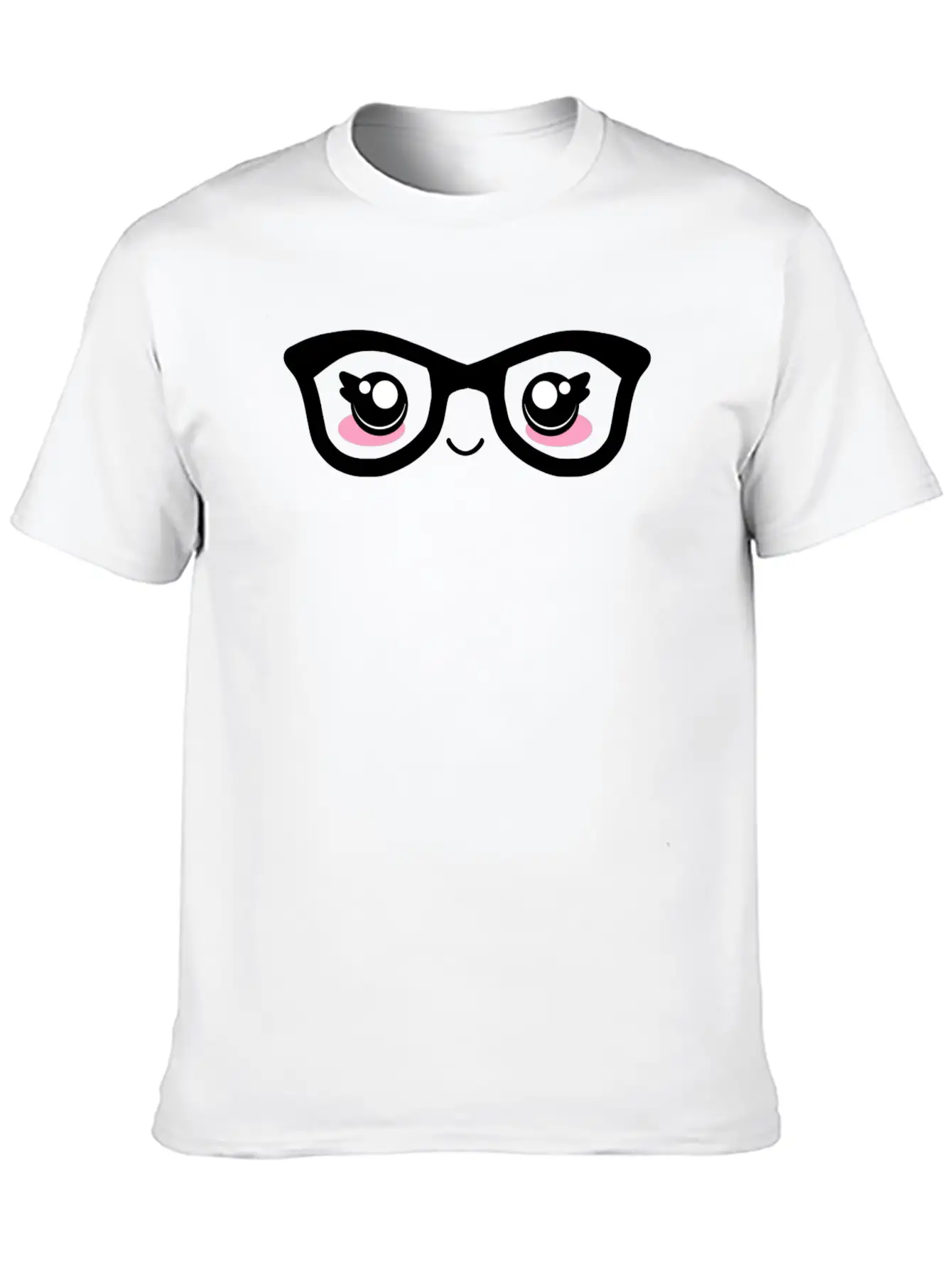 Cute Funny Kawaii Facial Expression With Glasses Stylish Everyday T-Shirt – Unisex Basic Cotton Tee