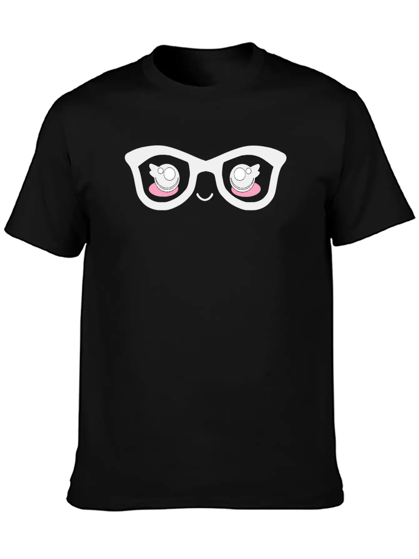 Cute Funny Kawaii Facial Expression With Glasses Stylish Everyday T-Shirt – Unisex Basic Cotton Tee