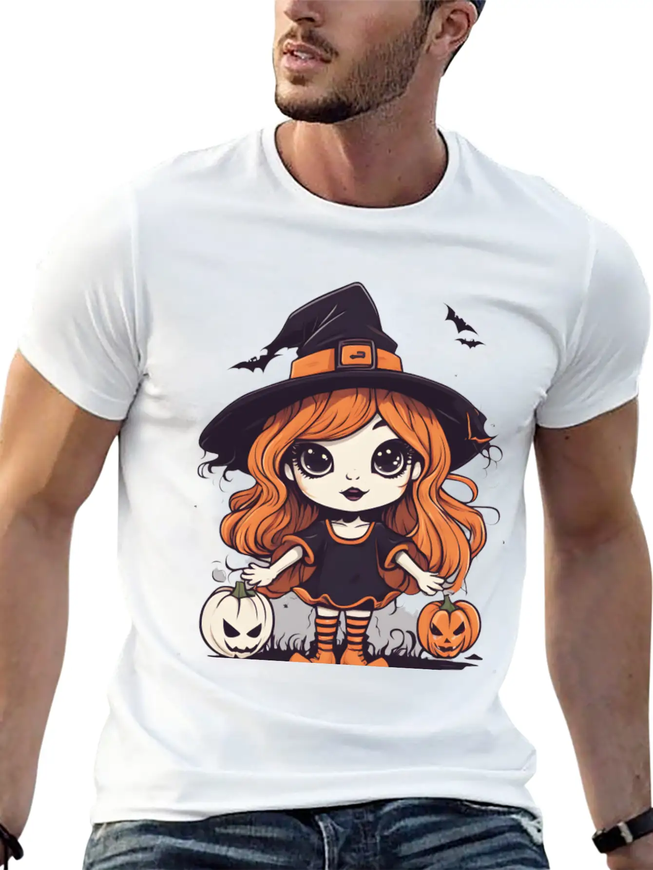Cute Halloween Witch Stylish Everyday T-Shirt – Unisex Basic Cotton Tee