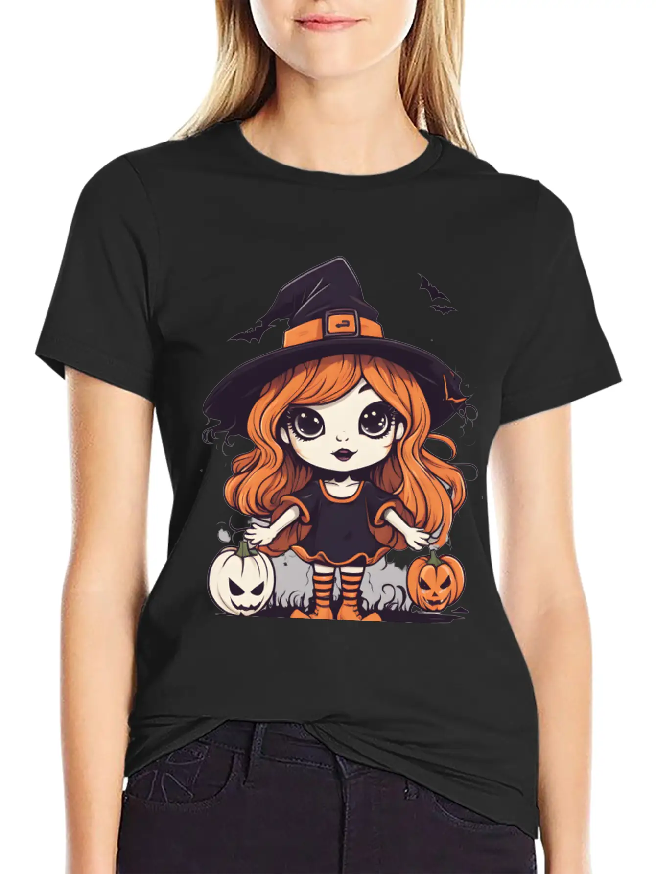 Cute Halloween Witch Stylish Everyday T-Shirt – Unisex Basic Cotton Tee
