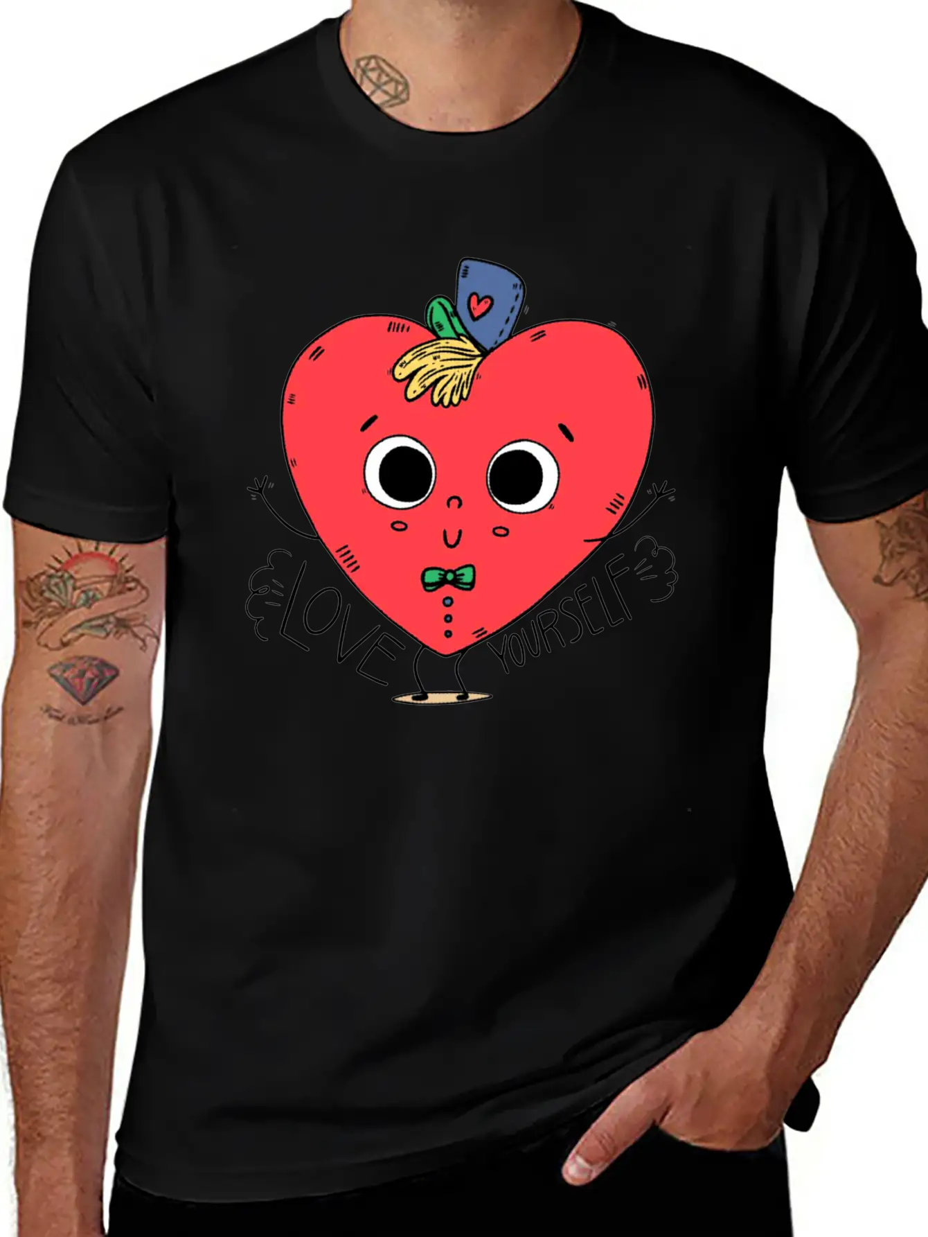 Cute Heart Kid Character With Hat Comfortable Minimalist Graphic Tee – Summer Style Essential