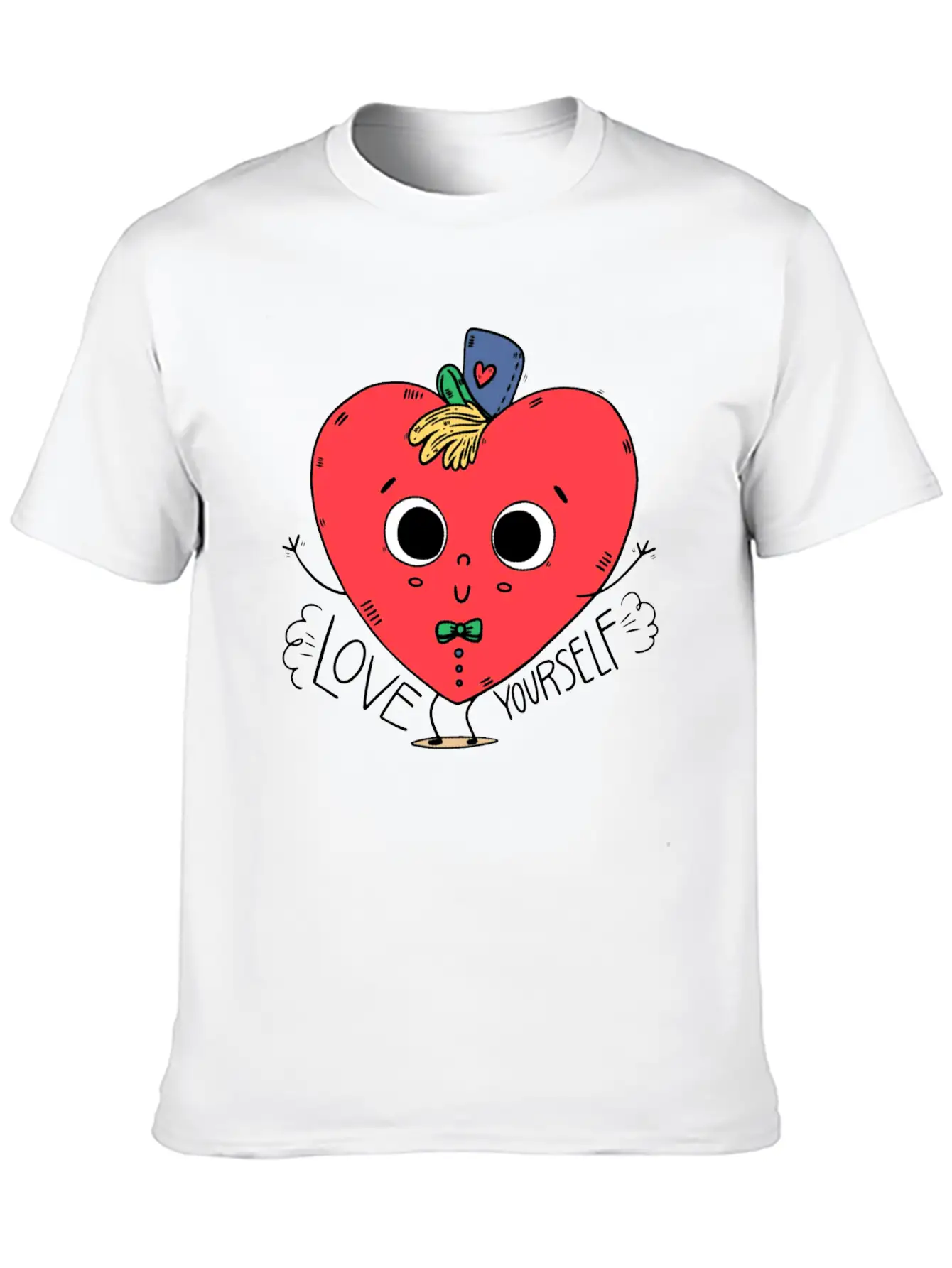 Cute Heart Kid Character With Hat Comfortable Minimalist Graphic Tee – Summer Style Essential