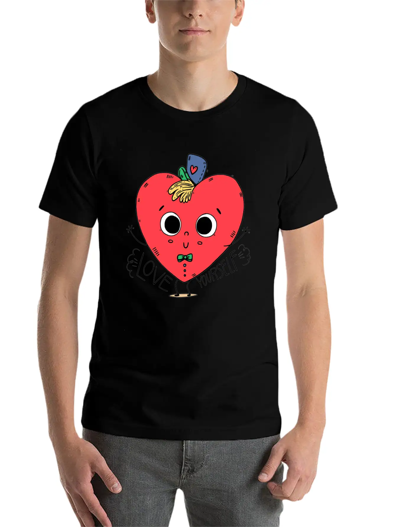 Cute Heart Kid Character With Hat Comfortable Minimalist Graphic Tee – Summer Style Essential