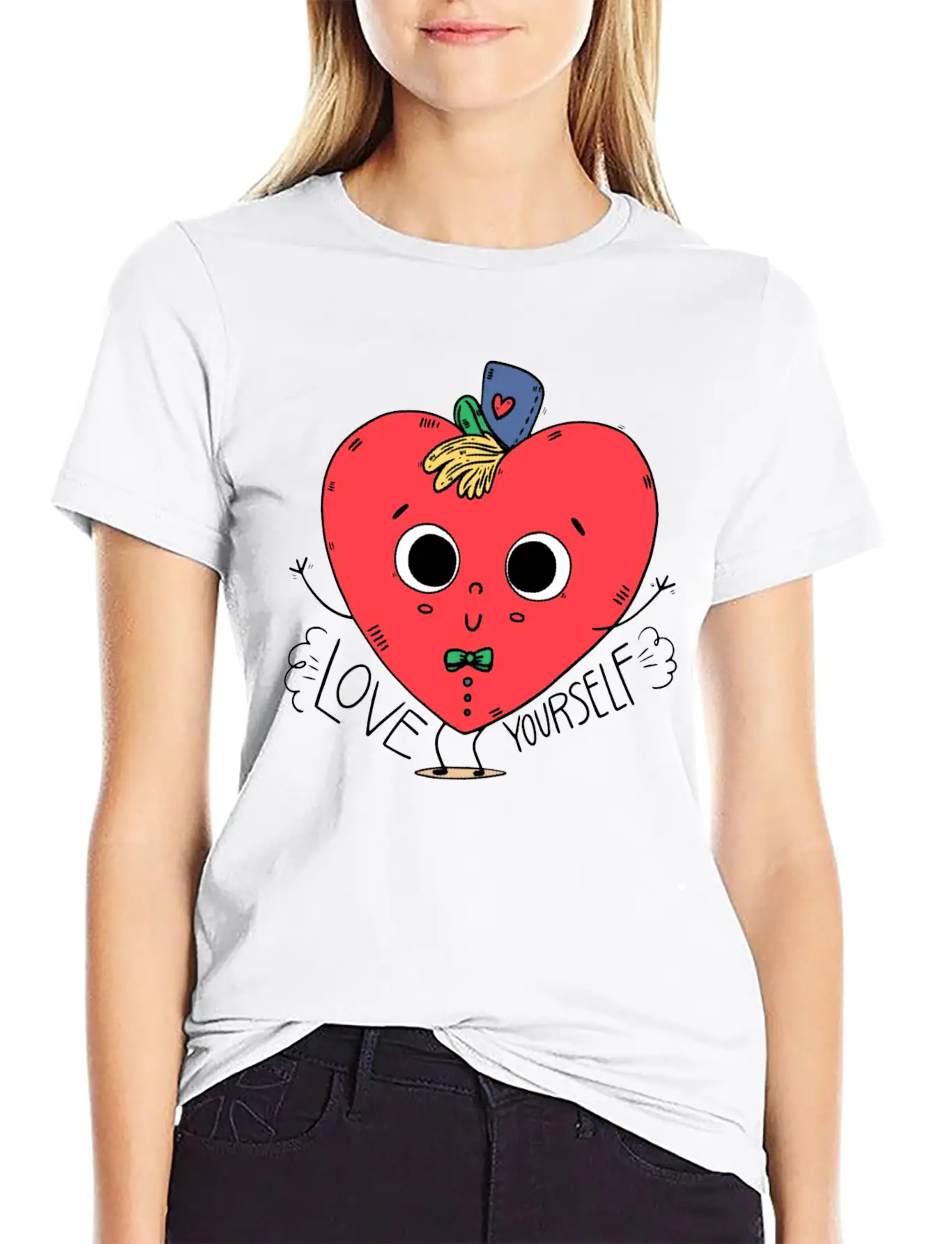 Cute Heart Kid Character With Hat Comfortable Minimalist Graphic Tee – Summer Style Essential