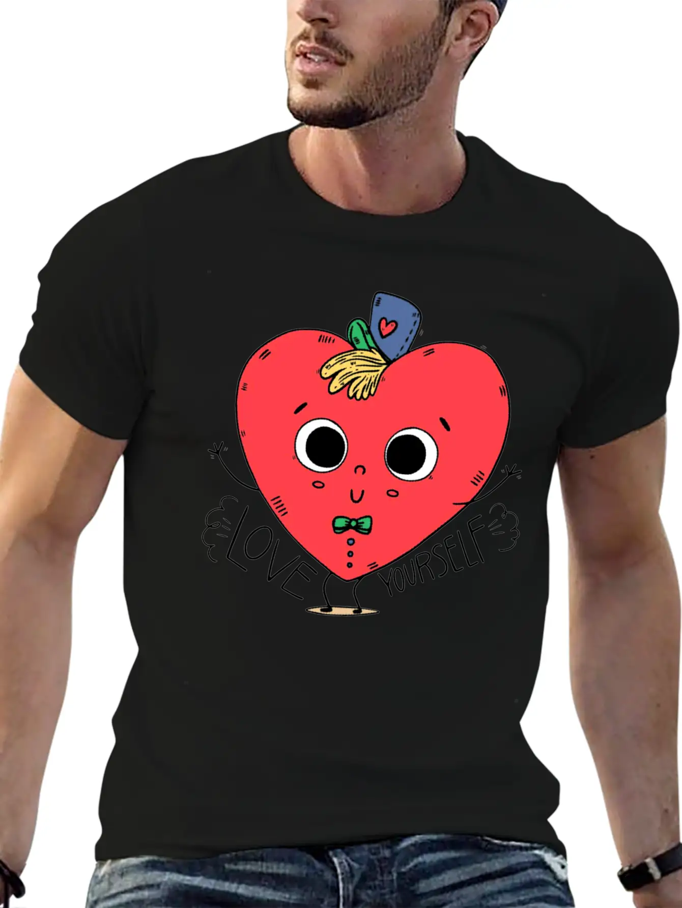 Cute Heart Kid Character With Hat Comfortable Minimalist Graphic Tee – Summer Style Essential