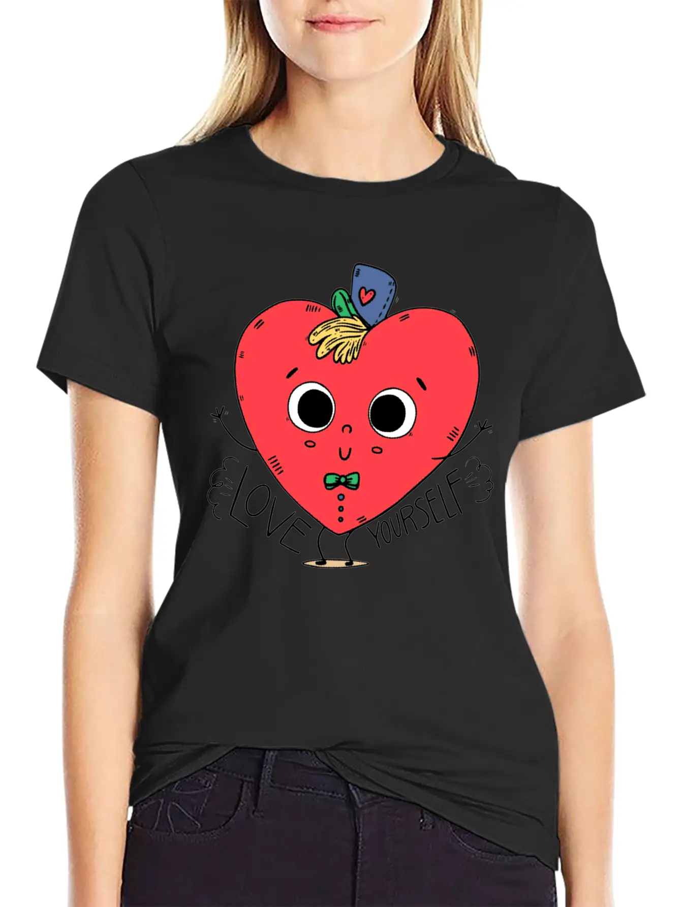 Cute Heart Kid Character With Hat Comfortable Minimalist Graphic Tee – Summer Style Essential