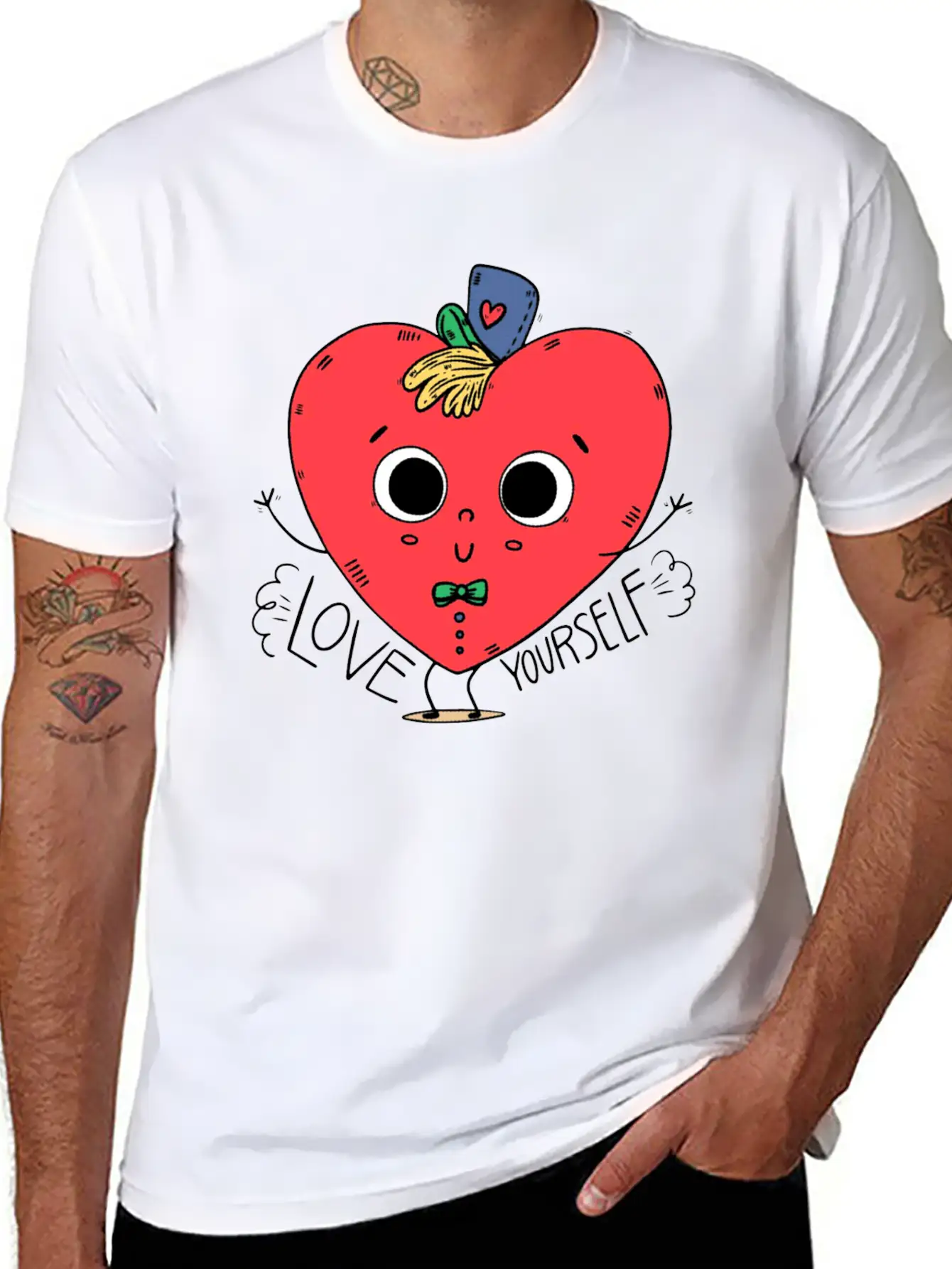 Cute Heart Kid Character With Hat Comfortable Minimalist Graphic Tee – Summer Style Essential