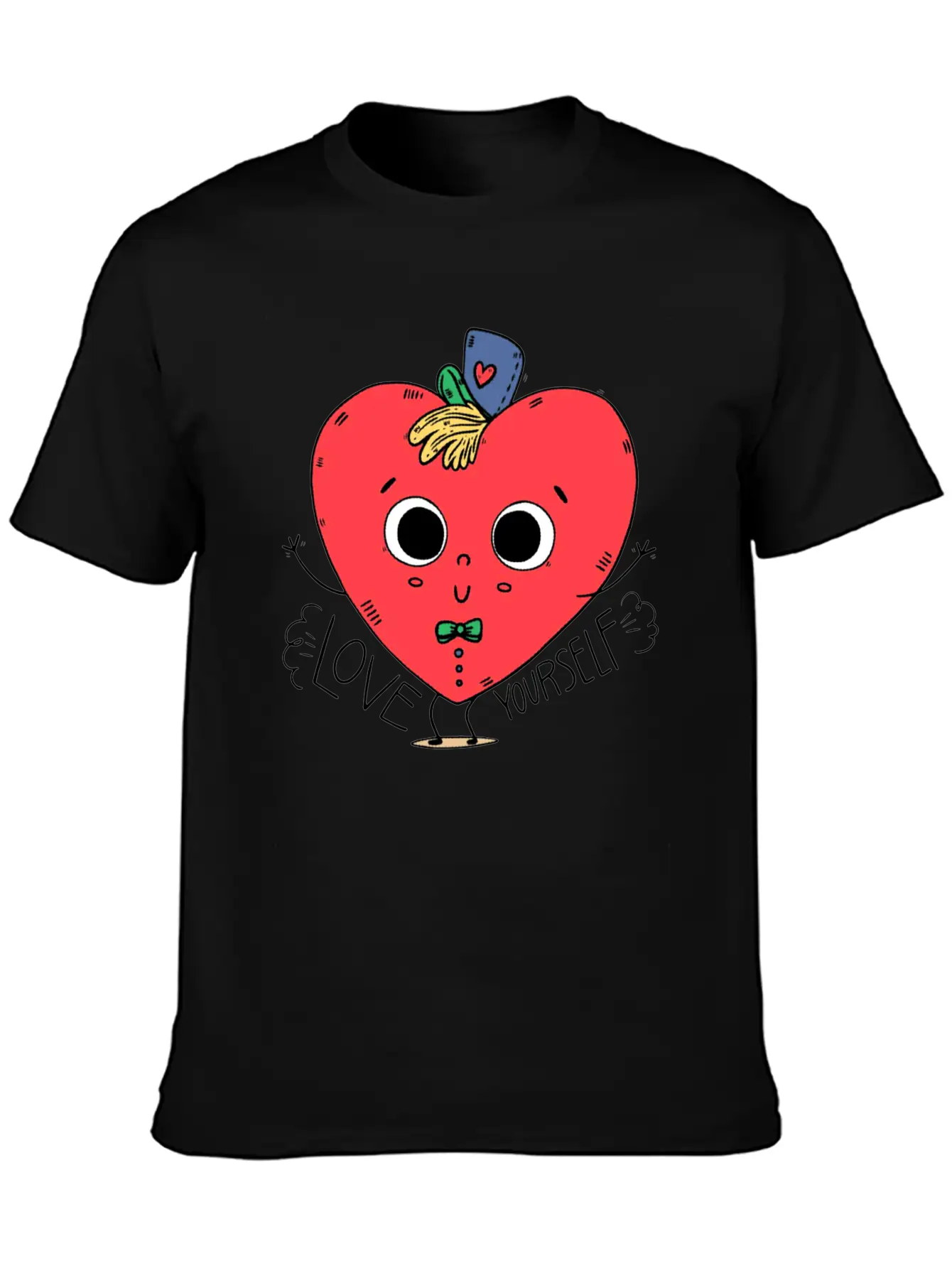 Cute Heart Kid Character With Hat Comfortable Minimalist Graphic Tee – Summer Style Essential