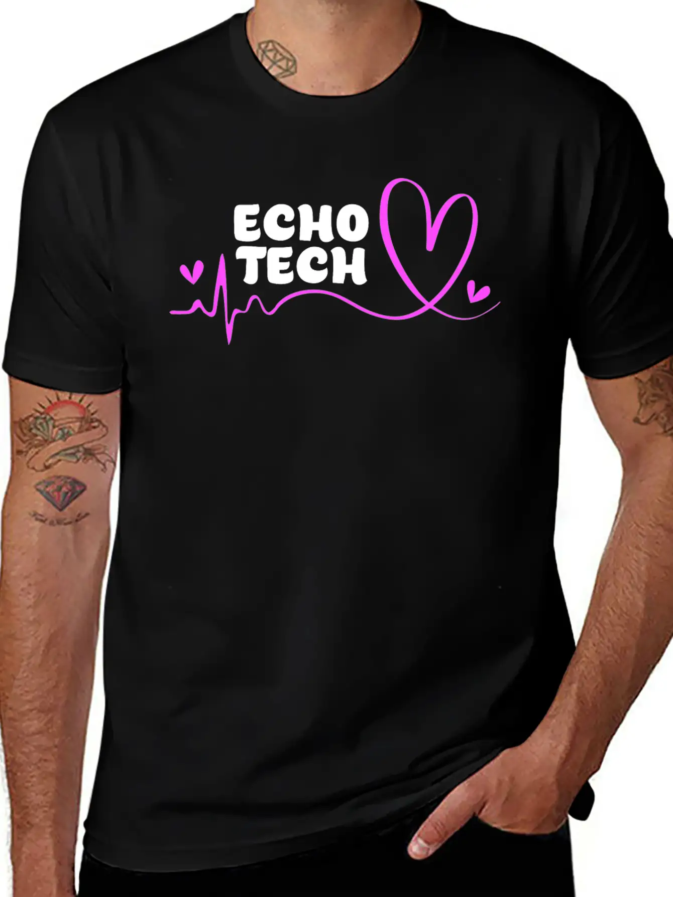 Cute Heartbeat Echo Tech Cardiac Sonography Timeless Short Sleeve Tee – Comfy And Minimalist Design
