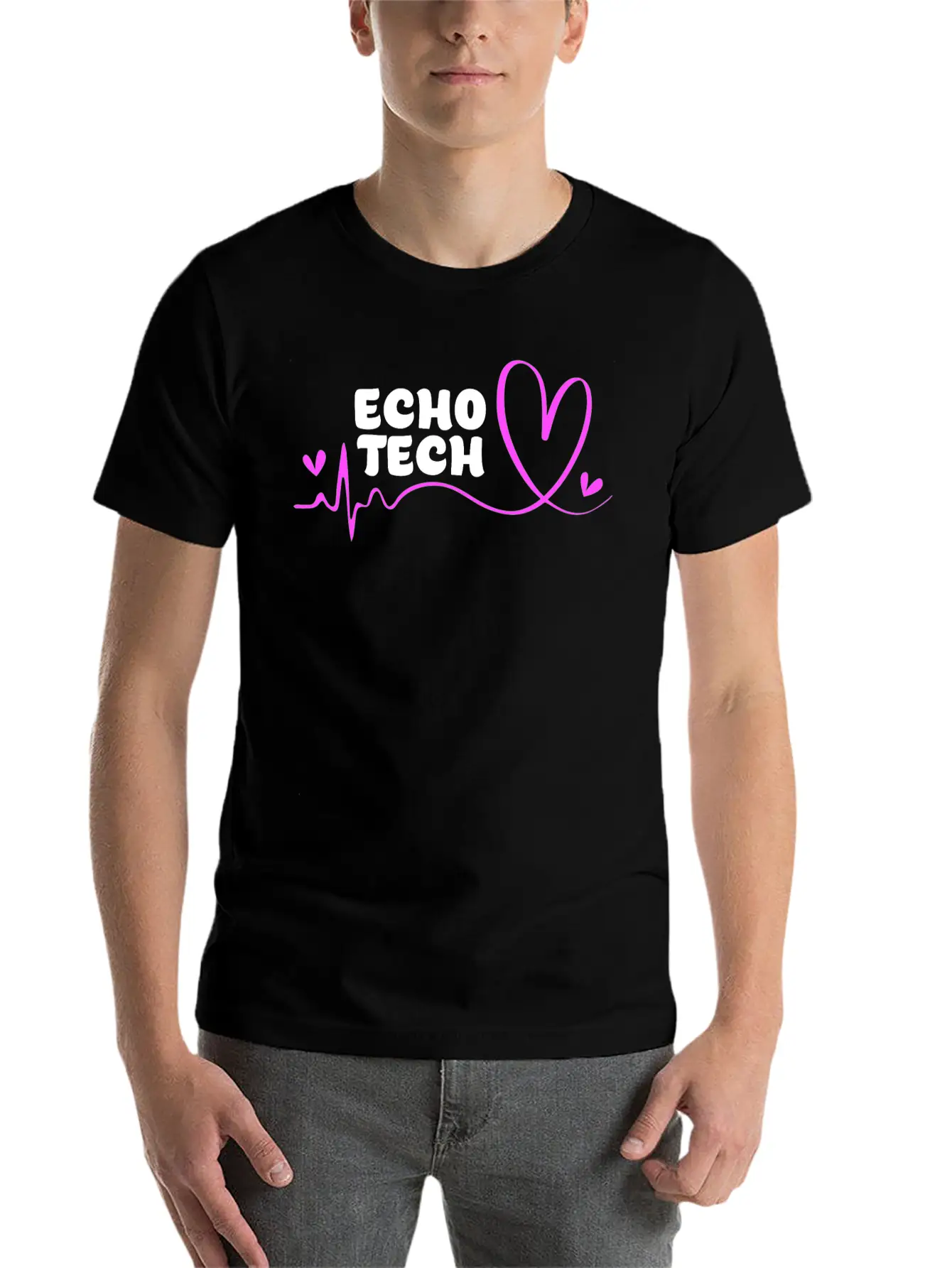 Cute Heartbeat Echo Tech Cardiac Sonography Timeless Short Sleeve Tee – Comfy And Minimalist Design