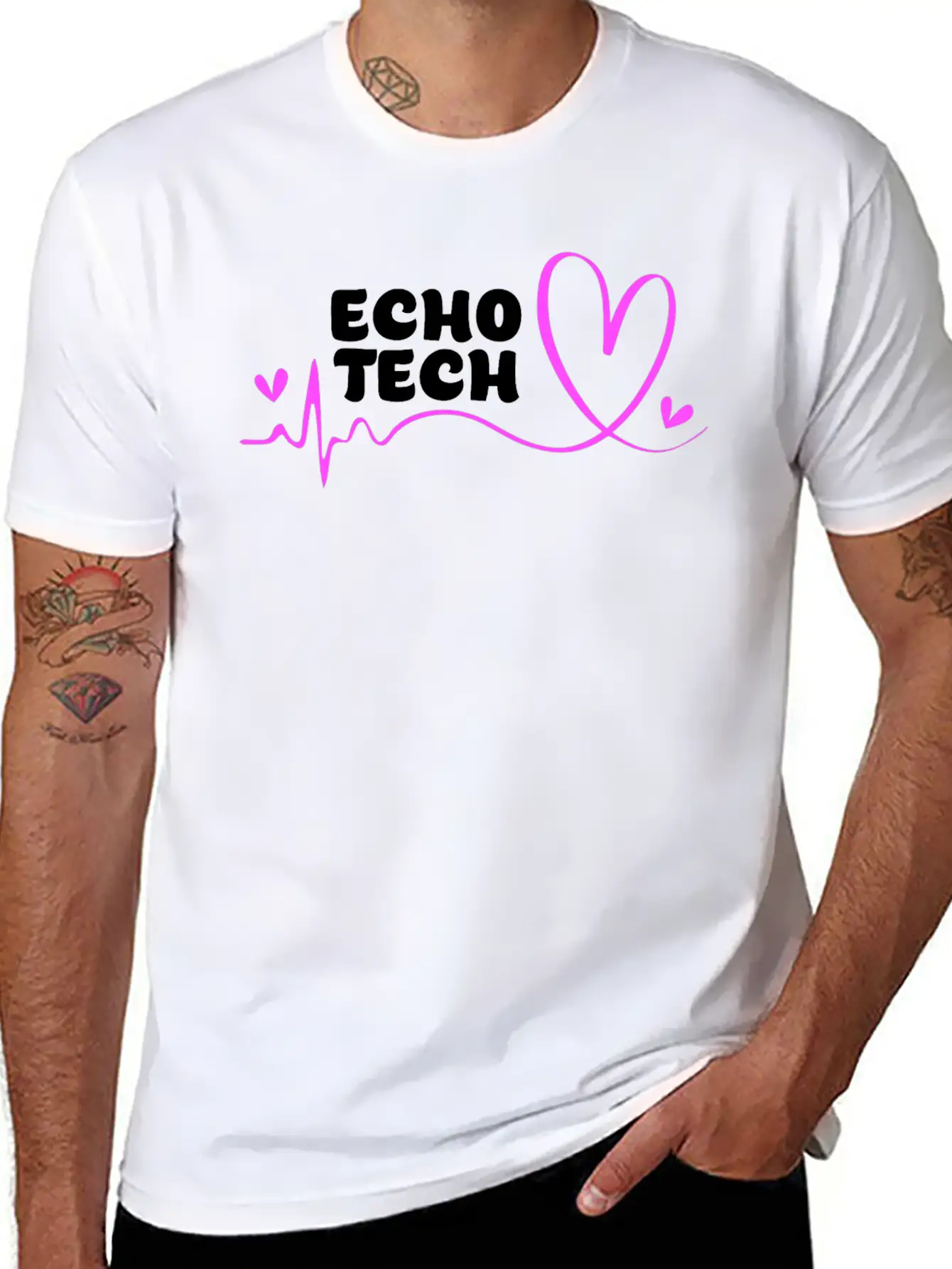 Cute Heartbeat Echo Tech Cardiac Sonography Timeless Short Sleeve Tee – Comfy And Minimalist Design
