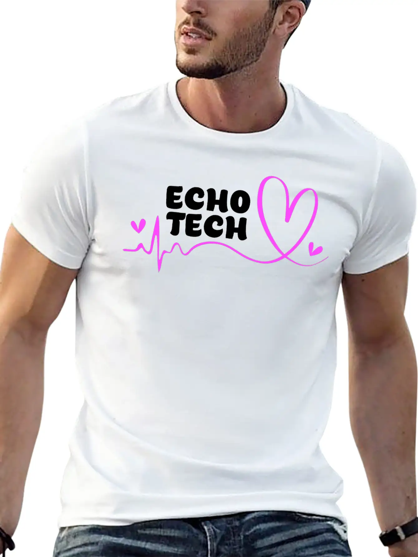 Cute Heartbeat Echo Tech Cardiac Sonography Timeless Short Sleeve Tee – Comfy And Minimalist Design