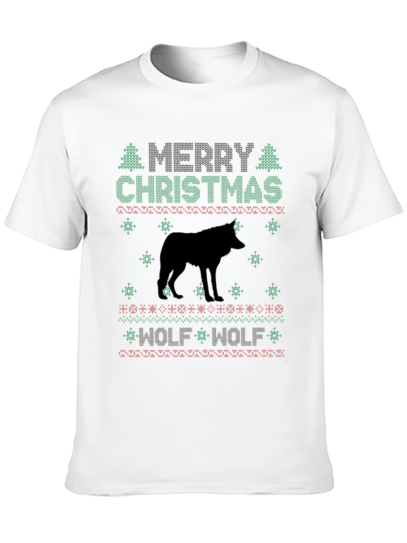 Cute Kids Wolf Ugly Christmas Tshirt Unisex Short Sleeve Soft Cotton T-Shirt – Casual Everyday Wear
