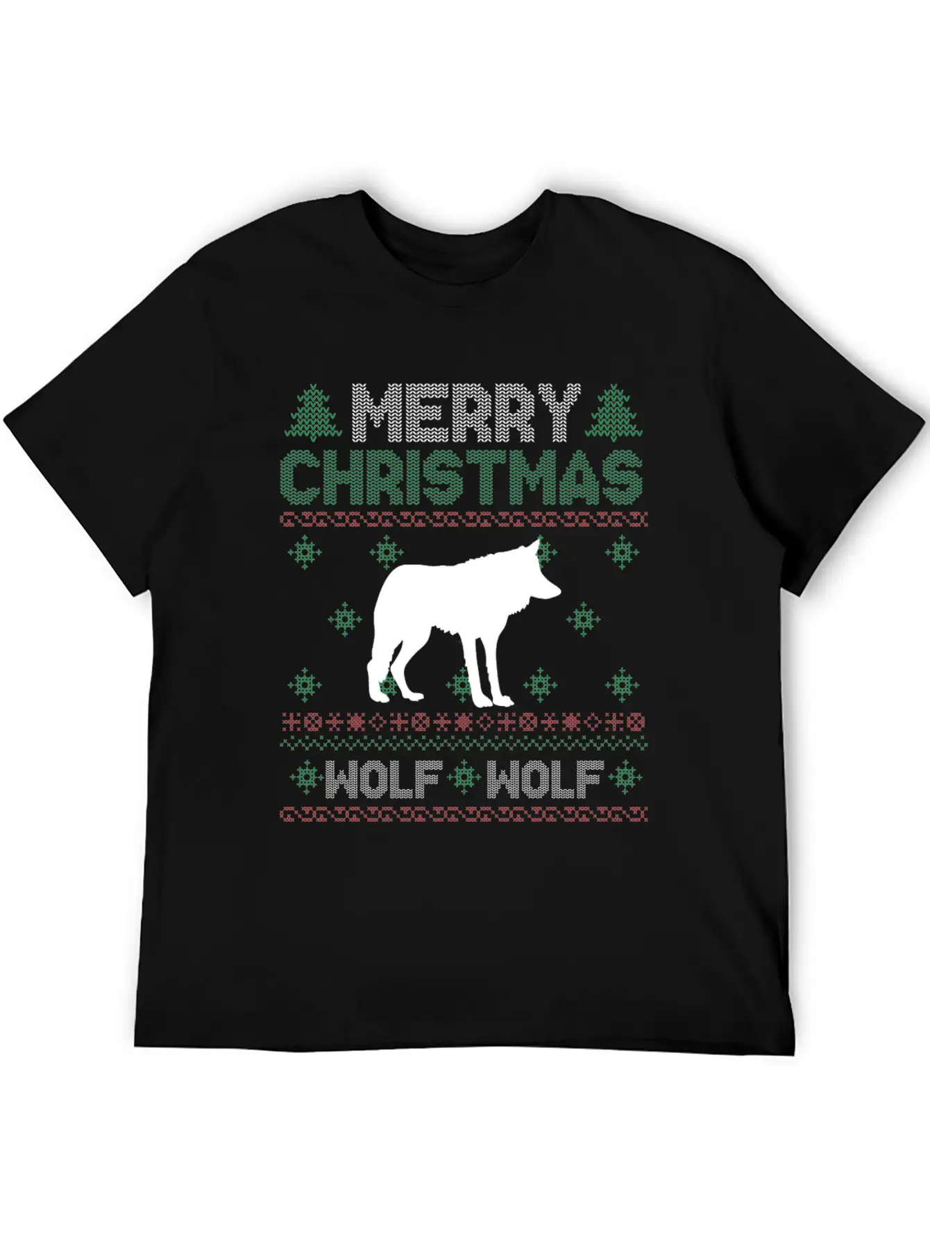 Cute Kids Wolf Ugly Christmas Tshirt Unisex Short Sleeve Soft Cotton T-Shirt – Casual Everyday Wear