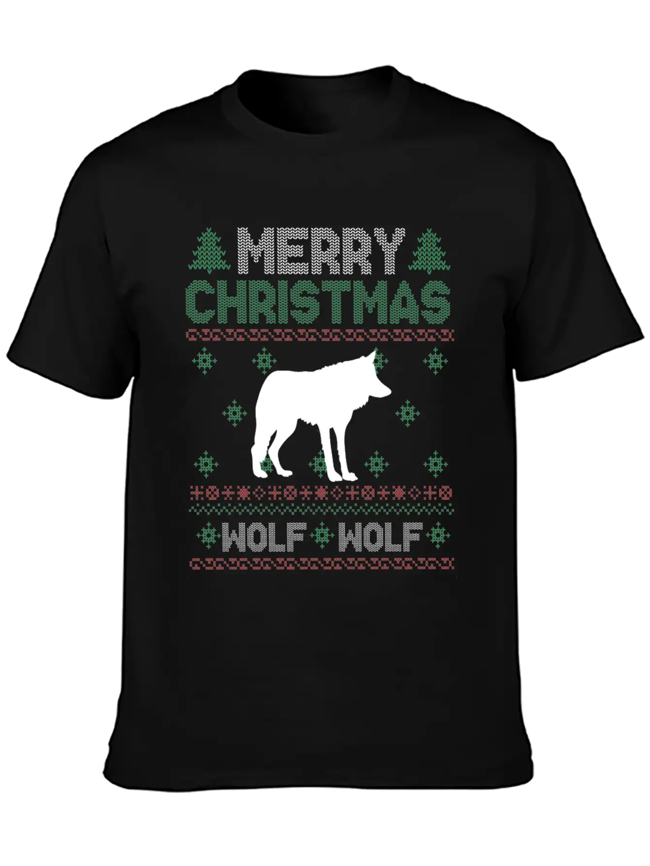 Cute Kids Wolf Ugly Christmas Tshirt Unisex Short Sleeve Soft Cotton T-Shirt – Casual Everyday Wear