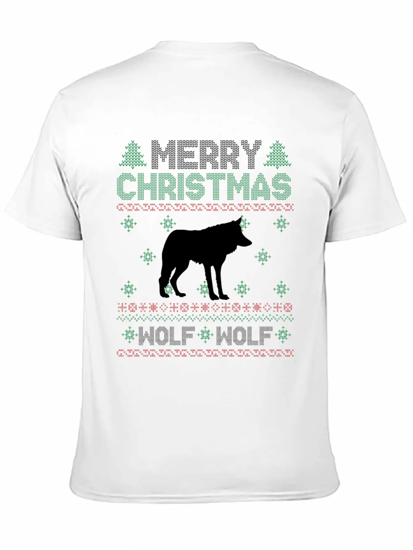 Cute Kids Wolf Ugly Christmas Tshirt Unisex Short Sleeve Soft Cotton T-Shirt – Casual Everyday Wear