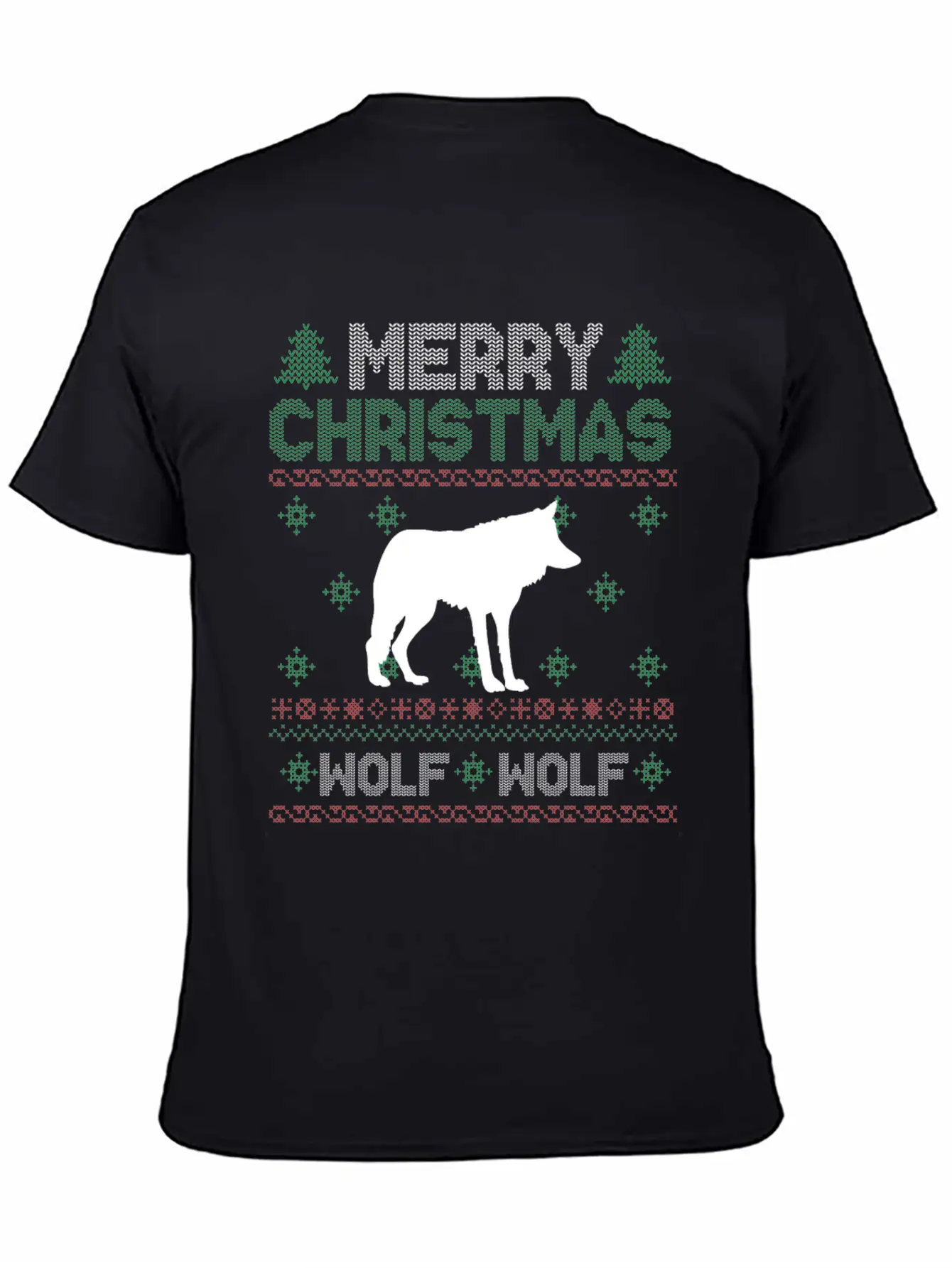 Cute Kids Wolf Ugly Christmas Tshirt Unisex Short Sleeve Soft Cotton T-Shirt – Casual Everyday Wear