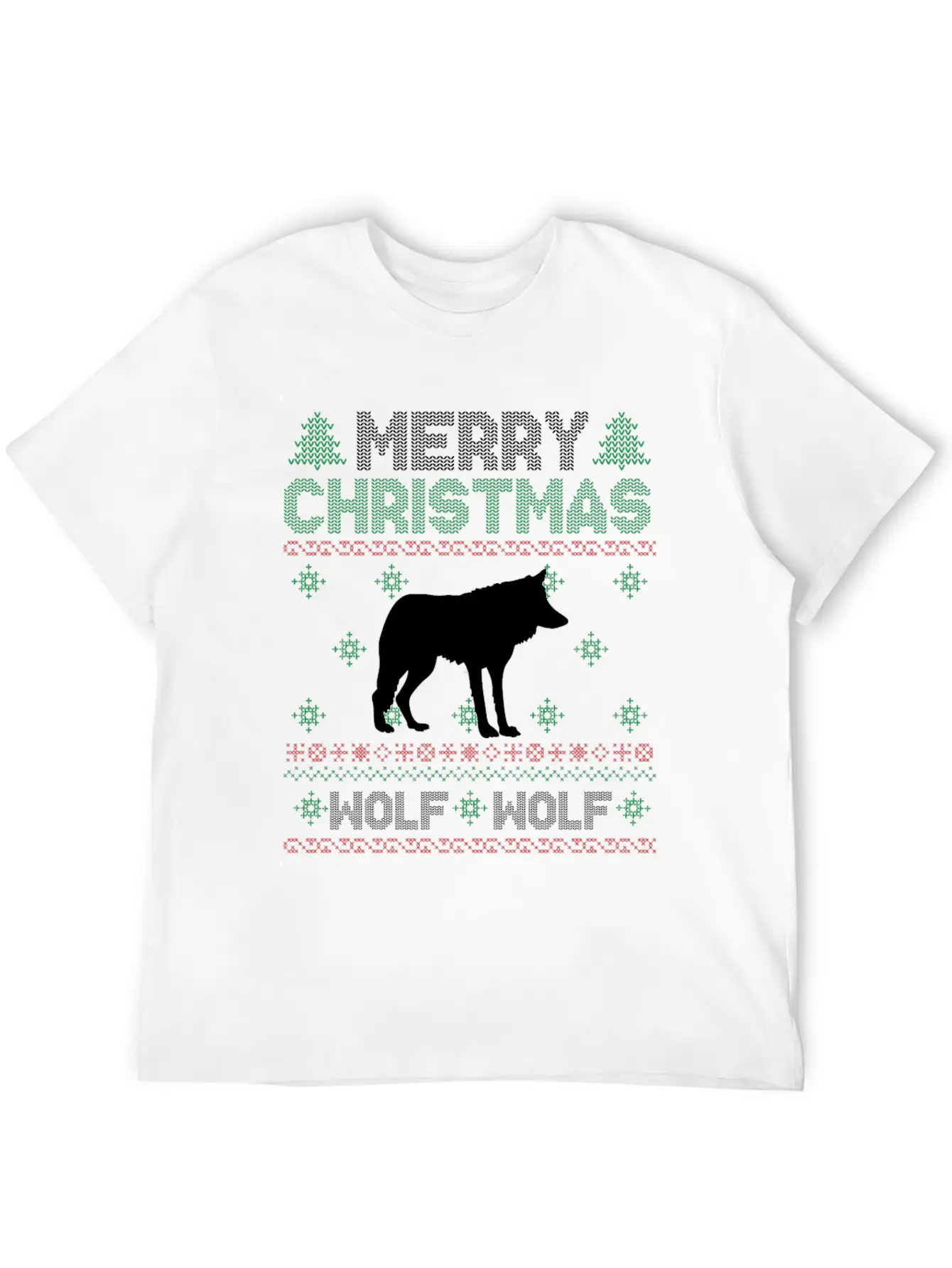 Cute Kids Wolf Ugly Christmas Tshirt Unisex Short Sleeve Soft Cotton T-Shirt – Casual Everyday Wear