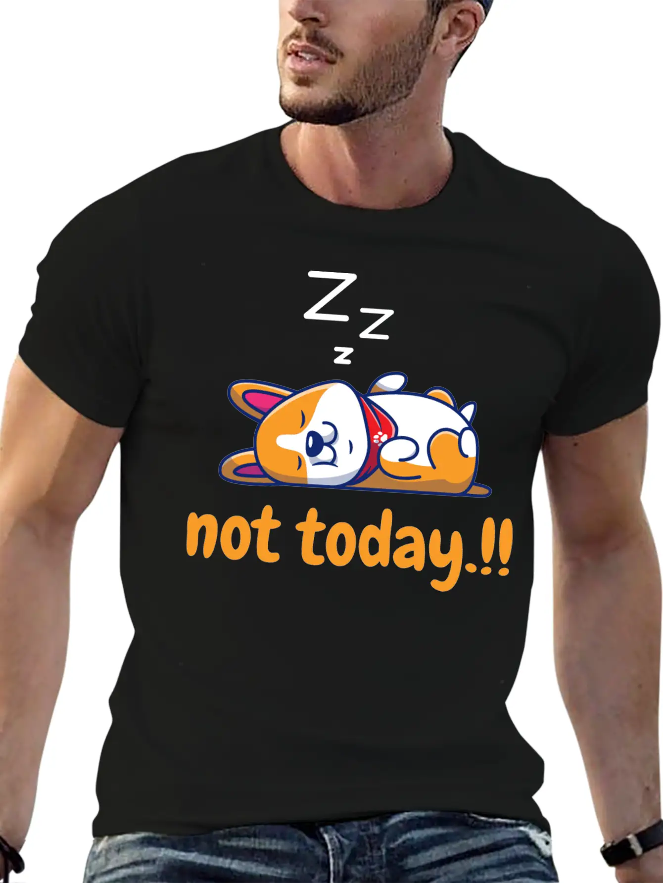 Cute Lazy Dog Comfortable Minimalist Graphic Tee – Summer Style Essential
