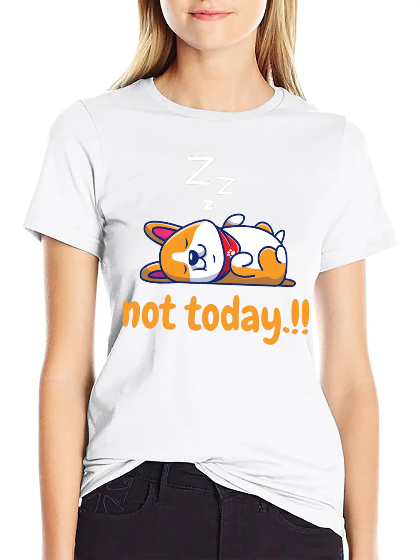Cute Lazy Dog Comfortable Minimalist Graphic Tee – Summer Style Essential