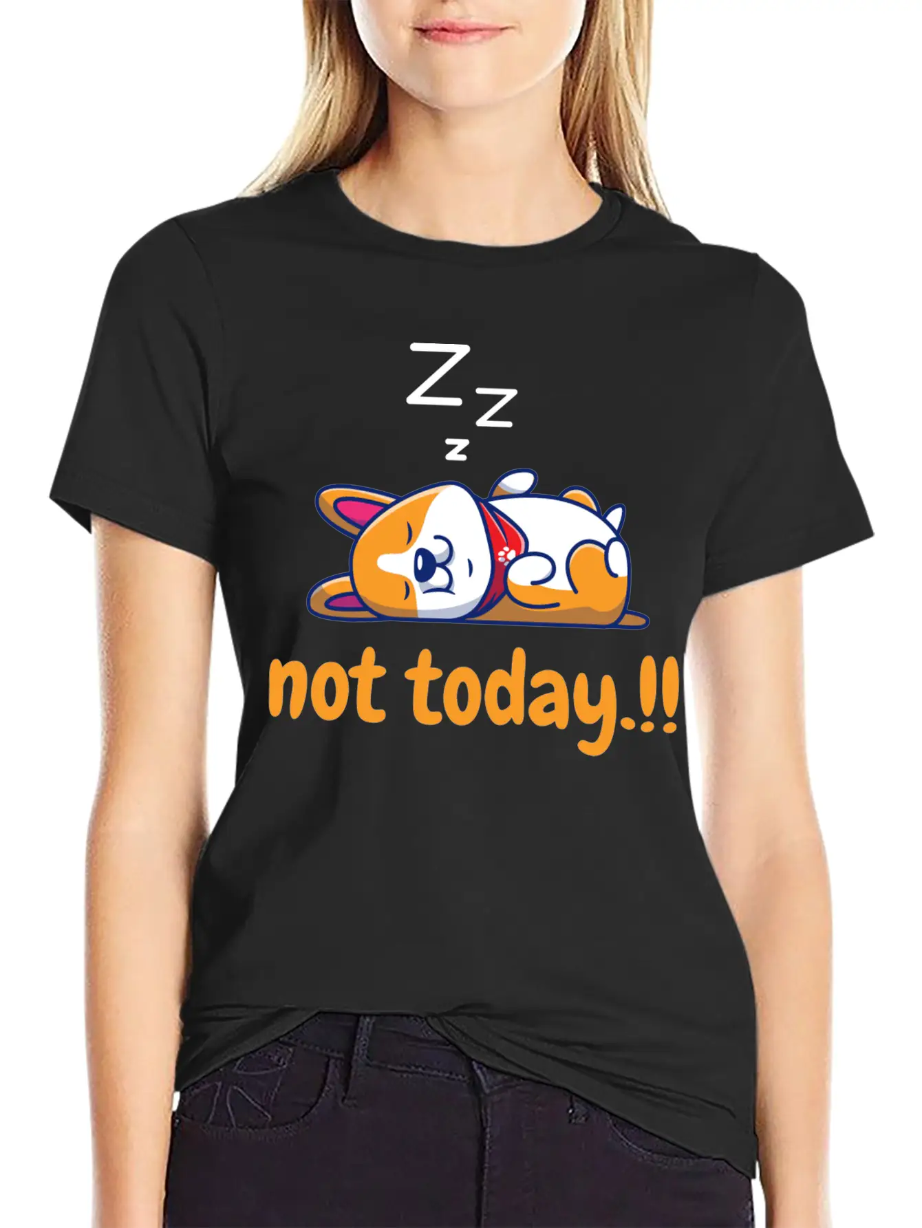Cute Lazy Dog Comfortable Minimalist Graphic Tee – Summer Style Essential