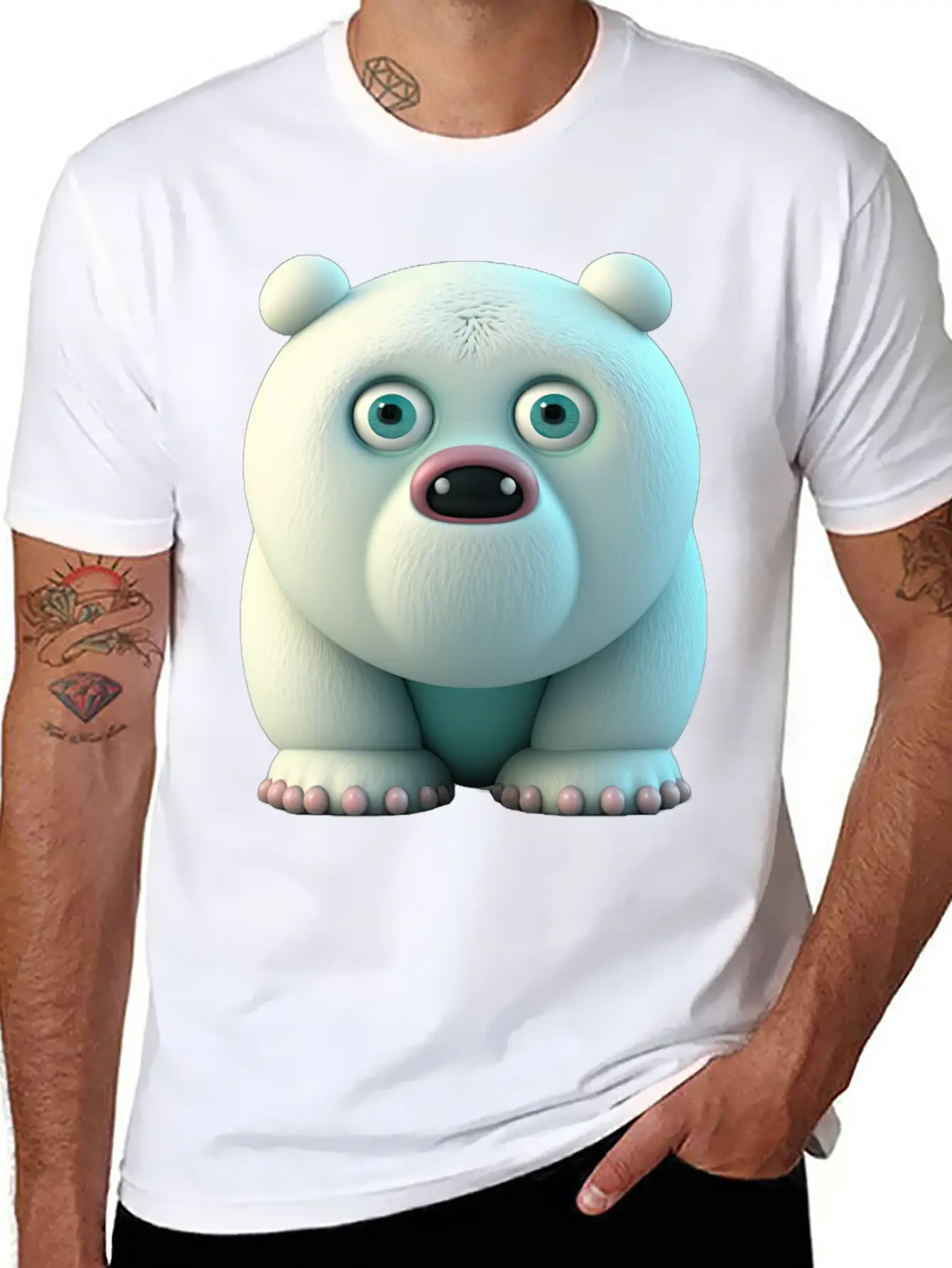 Cute Little Icebear Comic Character Stylish Everyday T-Shirt – Unisex Basic Cotton Tee
