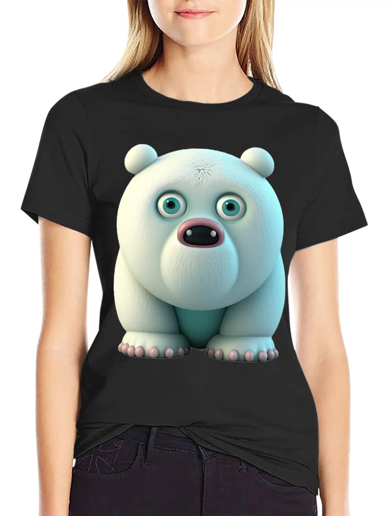 Cute Little Icebear Comic Character Stylish Everyday T-Shirt – Unisex Basic Cotton Tee