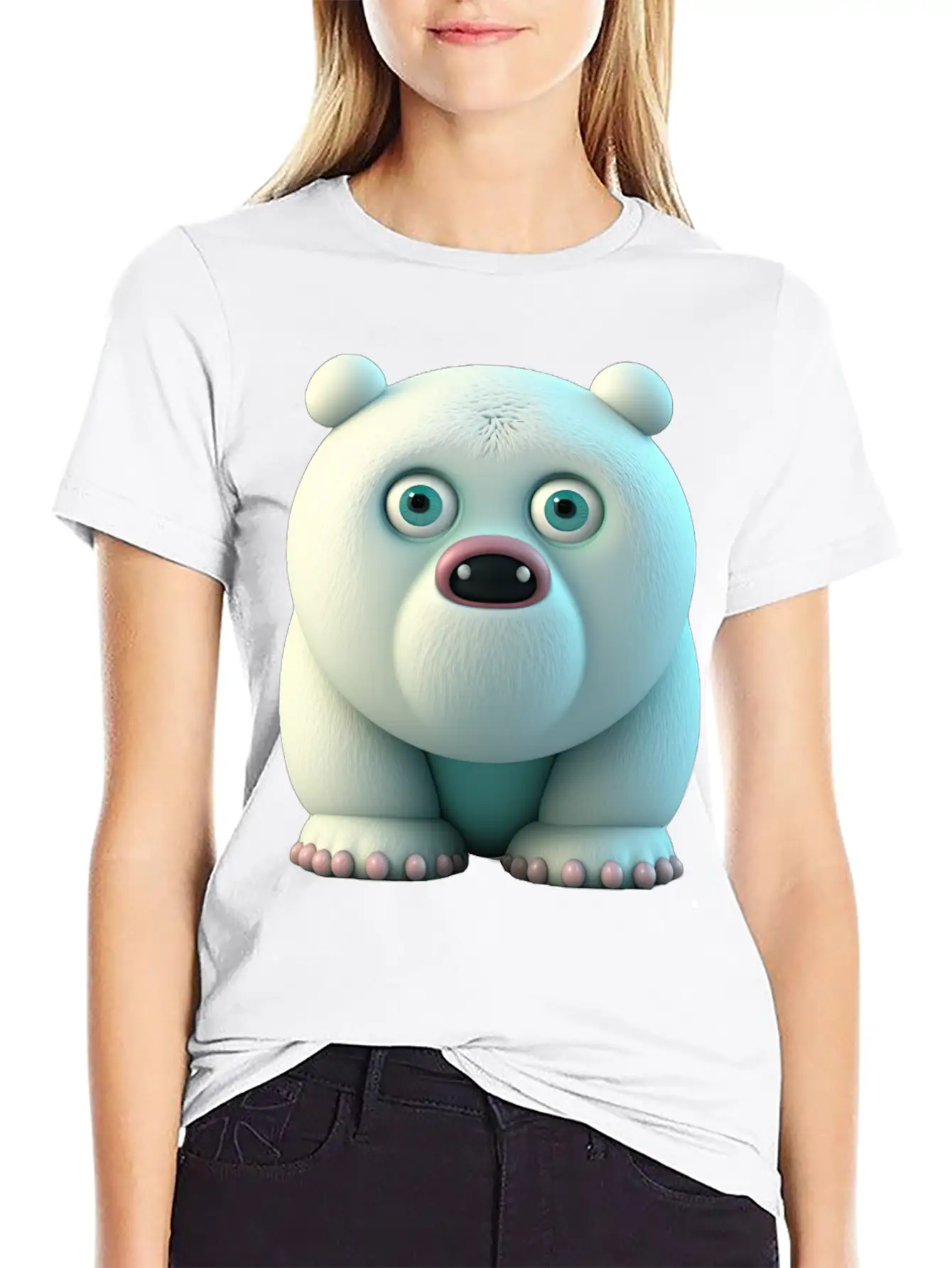 Cute Little Icebear Comic Character Stylish Everyday T-Shirt – Unisex Basic Cotton Tee