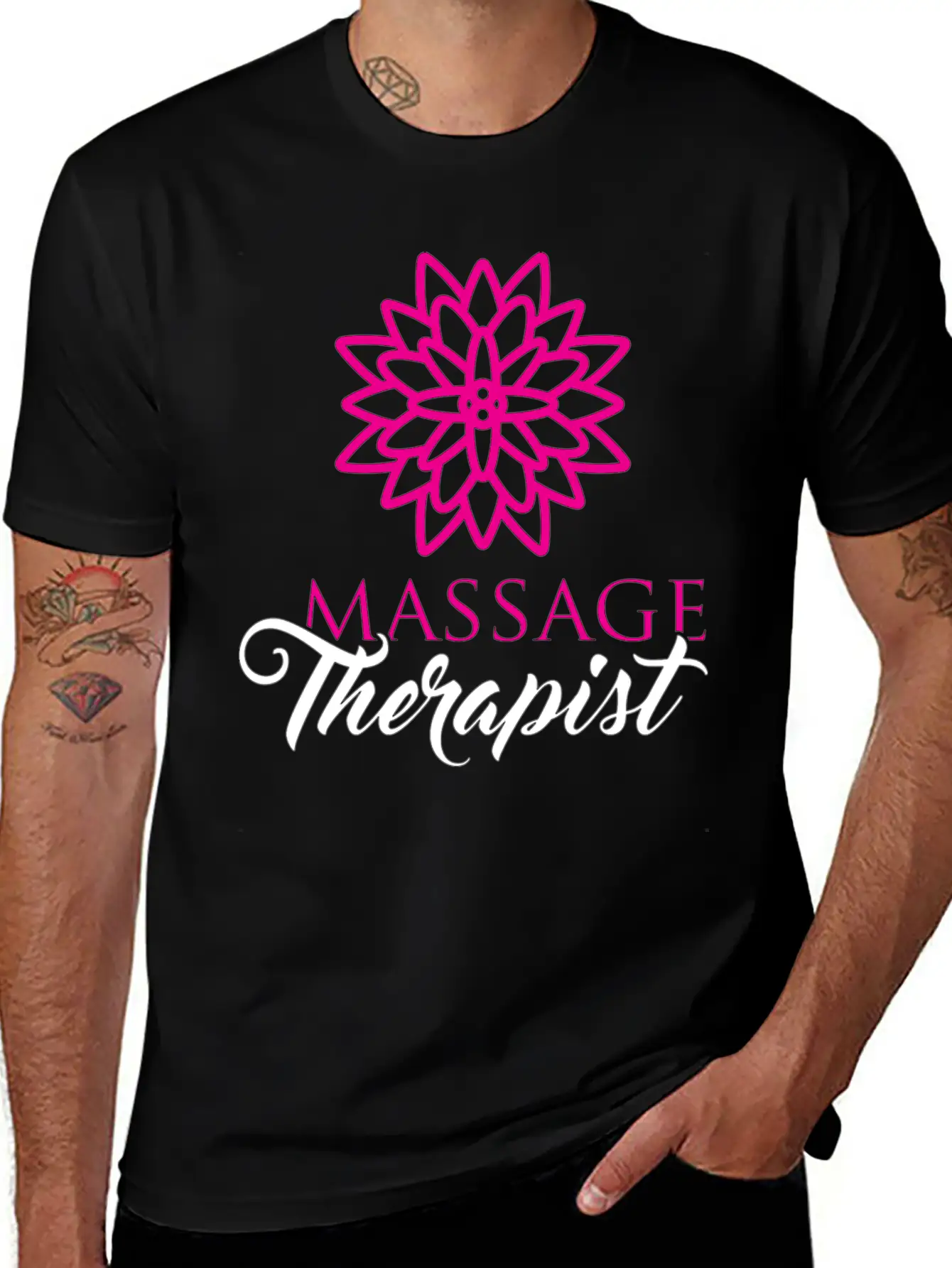 Cute Massage Therapist Product Flower Gifts For Unisex Short Sleeve Soft Cotton T-Shirt – Casual Everyday Wear
