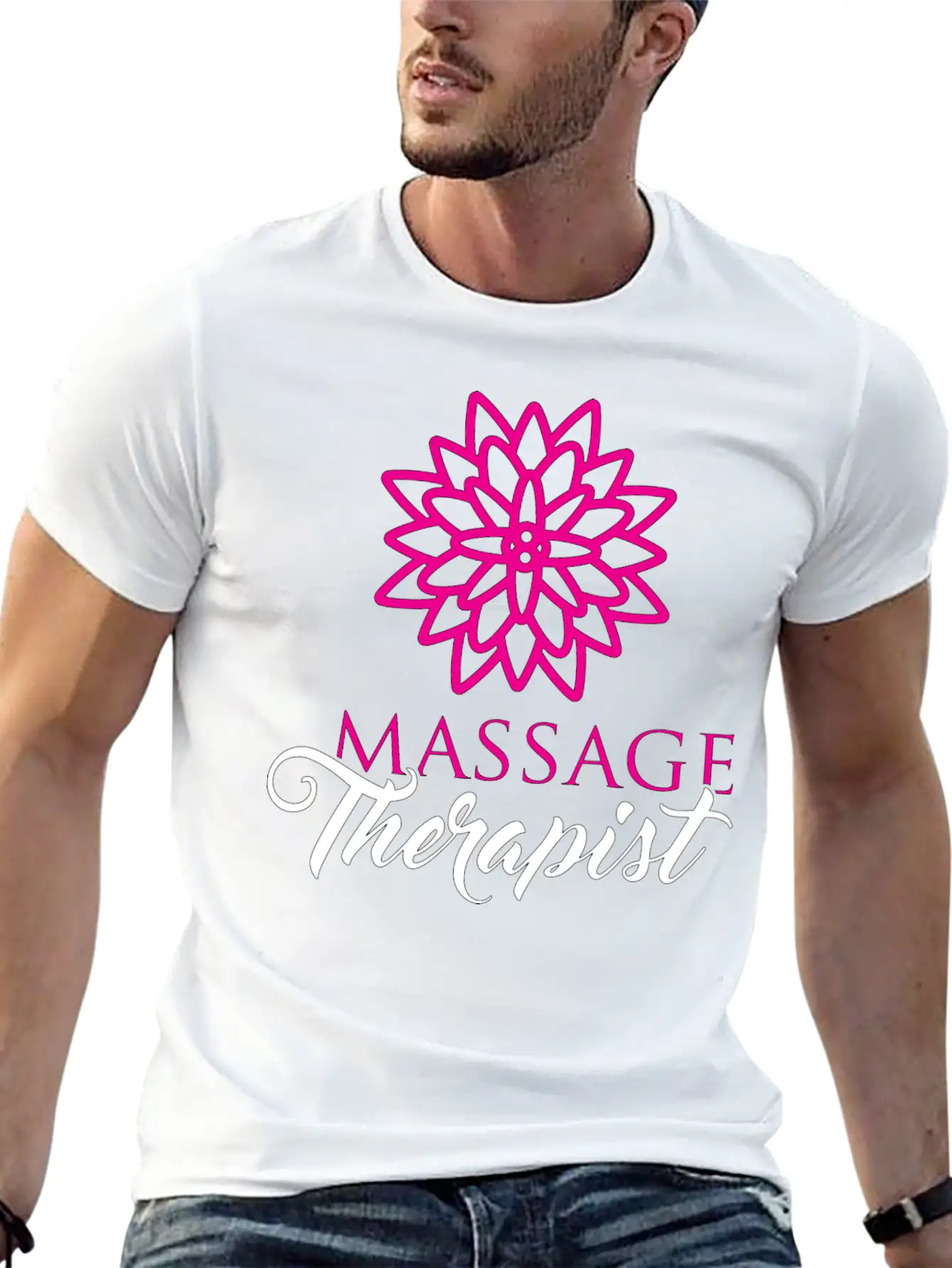 Cute Massage Therapist Product Flower Gifts For Unisex Short Sleeve Soft Cotton T-Shirt – Casual Everyday Wear