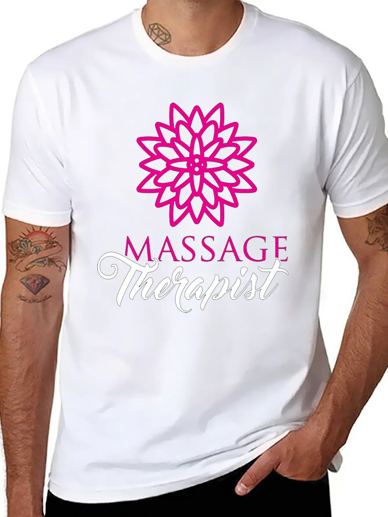 Cute Massage Therapist Product Flower Gifts For Unisex Short Sleeve Soft Cotton T-Shirt – Casual Everyday Wear