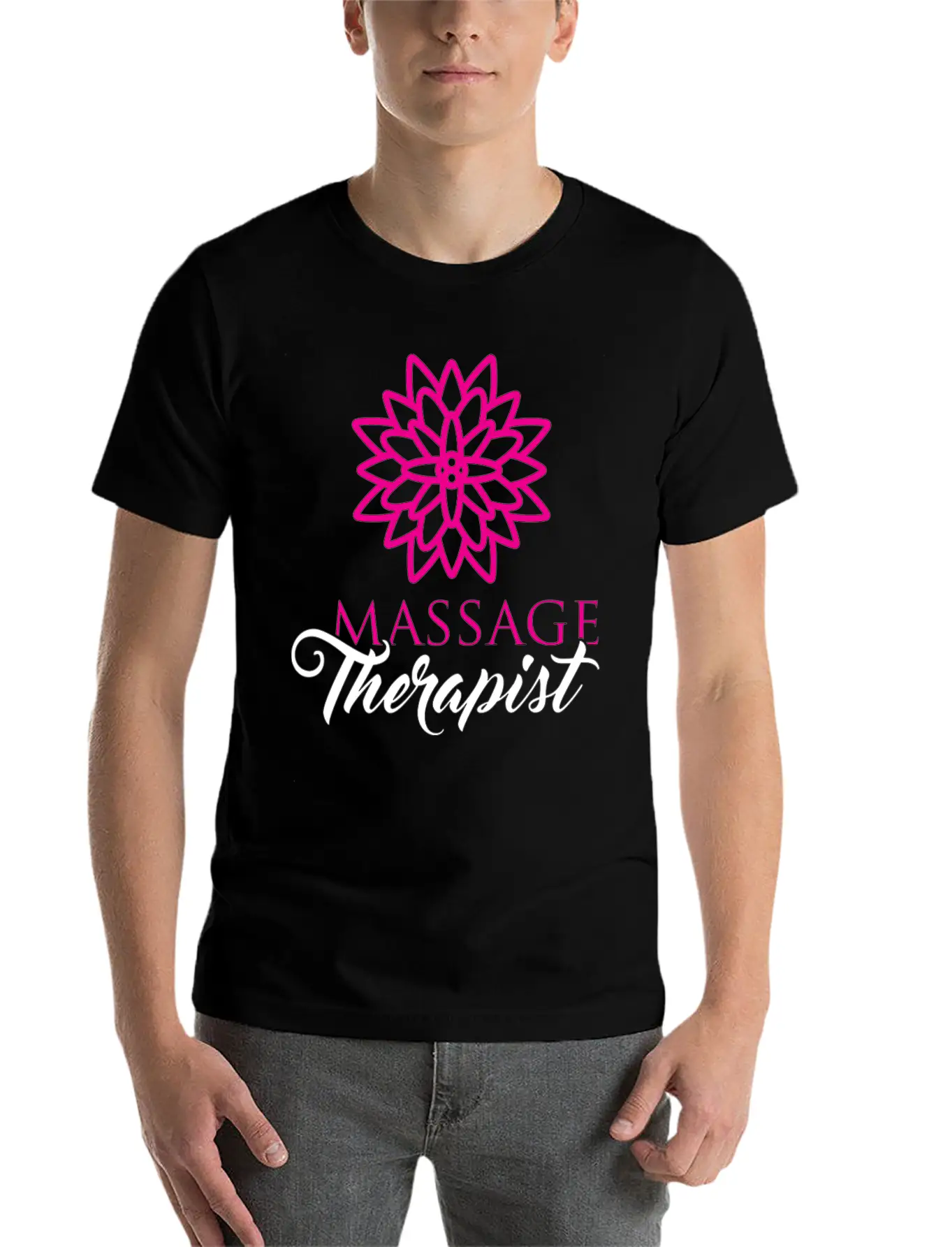 Cute Massage Therapist Product Flower Gifts For Unisex Short Sleeve Soft Cotton T-Shirt – Casual Everyday Wear