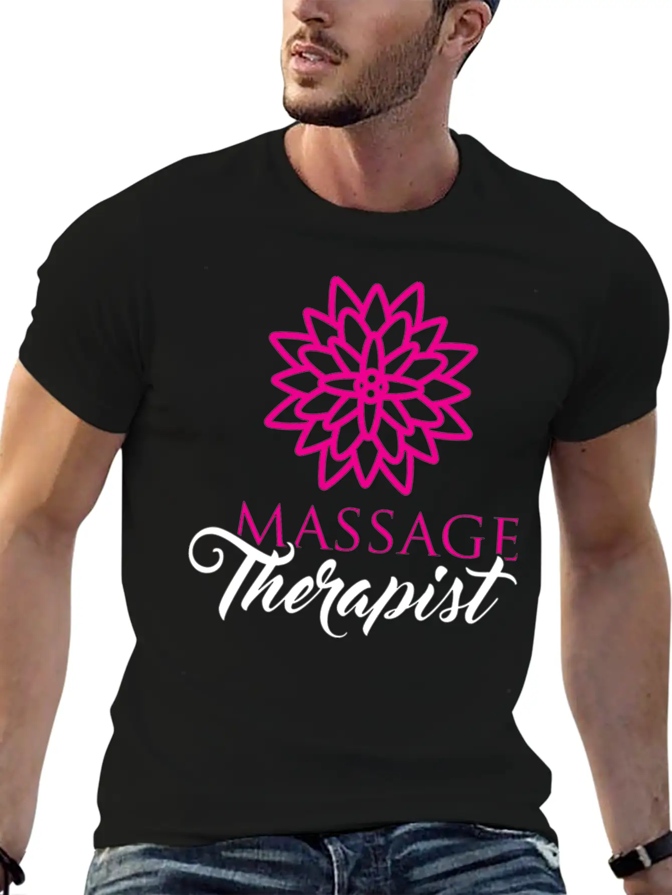Cute Massage Therapist Product Flower Gifts For Unisex Short Sleeve Soft Cotton T-Shirt – Casual Everyday Wear