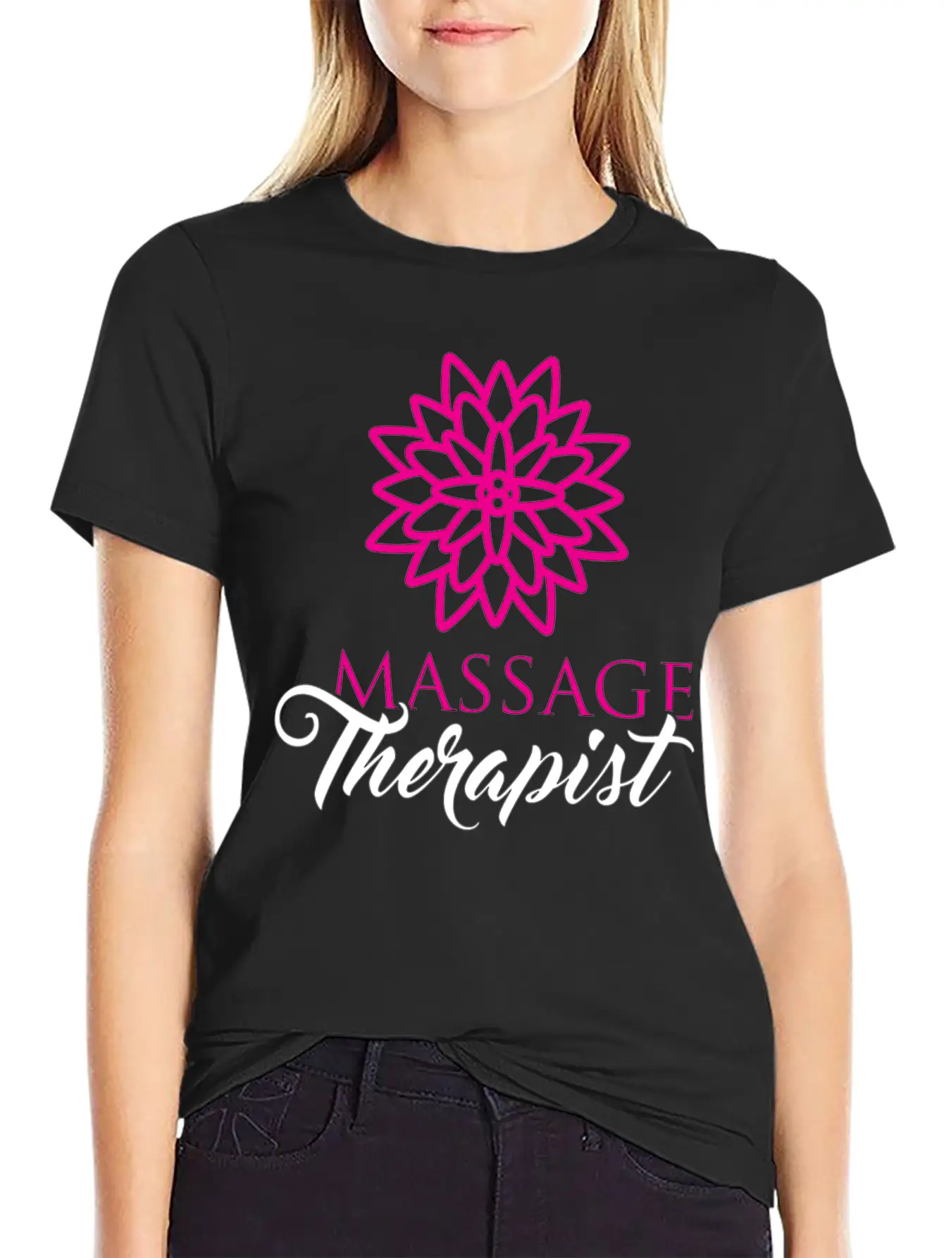 Cute Massage Therapist Product Flower Gifts For Unisex Short Sleeve Soft Cotton T-Shirt – Casual Everyday Wear