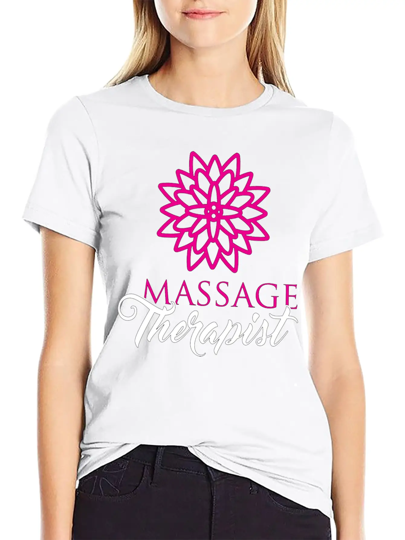 Cute Massage Therapist Product Flower Gifts For Unisex Short Sleeve Soft Cotton T-Shirt – Casual Everyday Wear