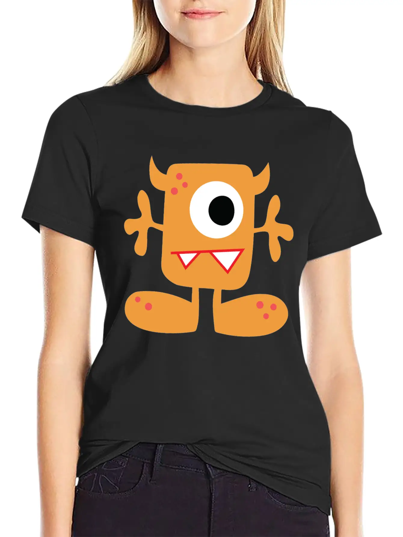 Cute Monster Unisex Short Sleeve Soft Cotton T-Shirt – Casual Everyday Wear