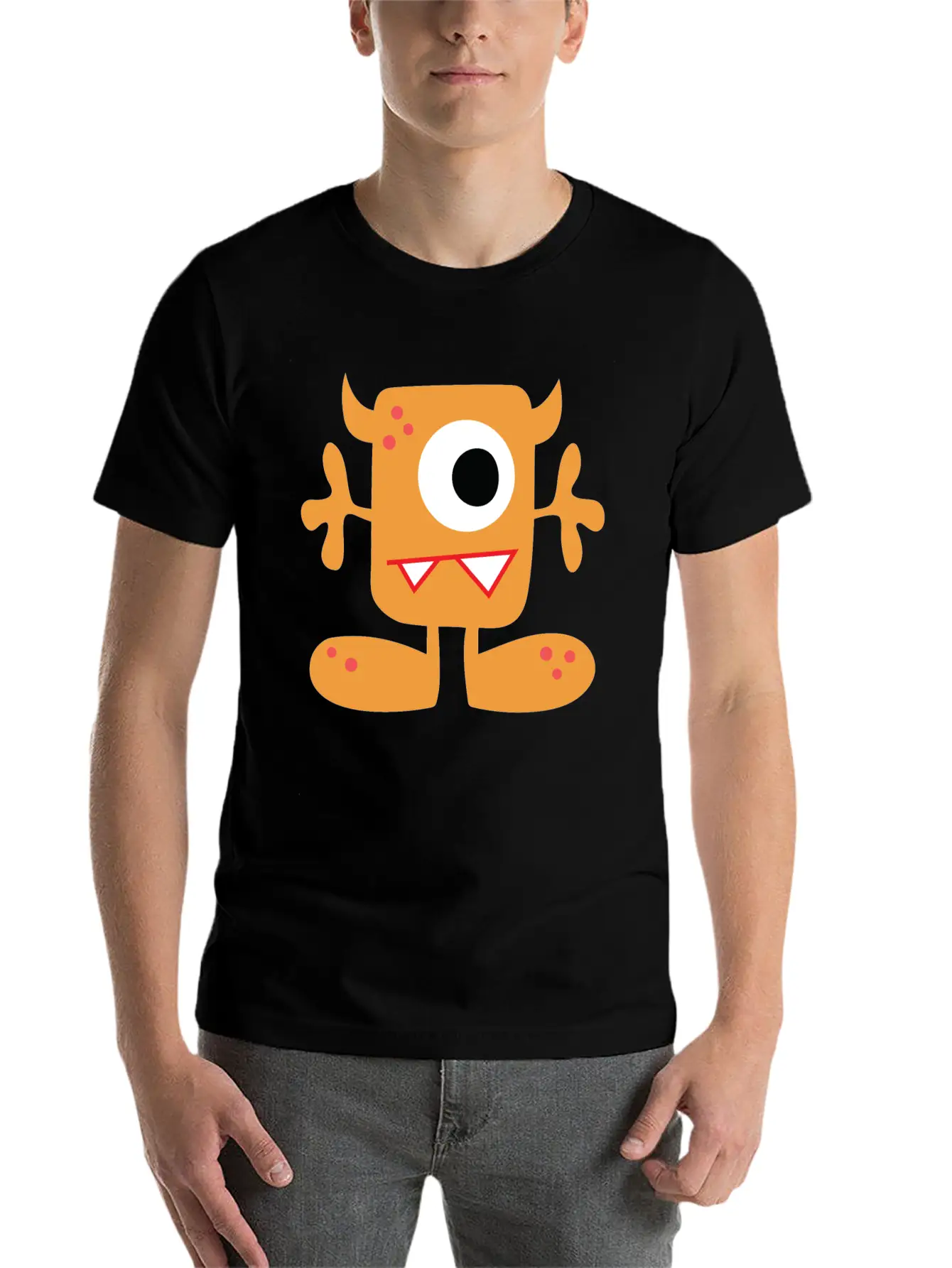 Cute Monster Unisex Short Sleeve Soft Cotton T-Shirt – Casual Everyday Wear