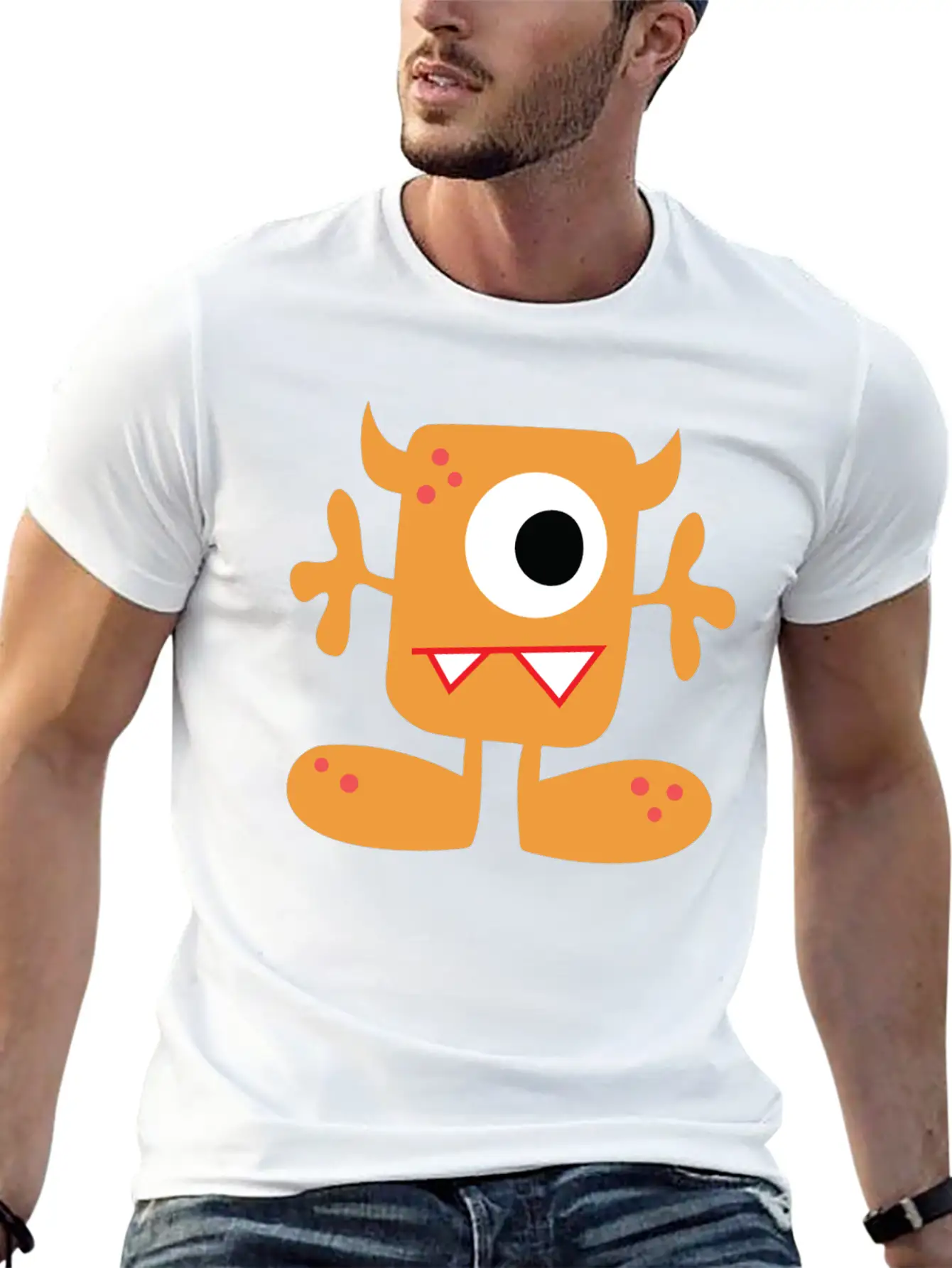 Cute Monster Unisex Short Sleeve Soft Cotton T-Shirt – Casual Everyday Wear