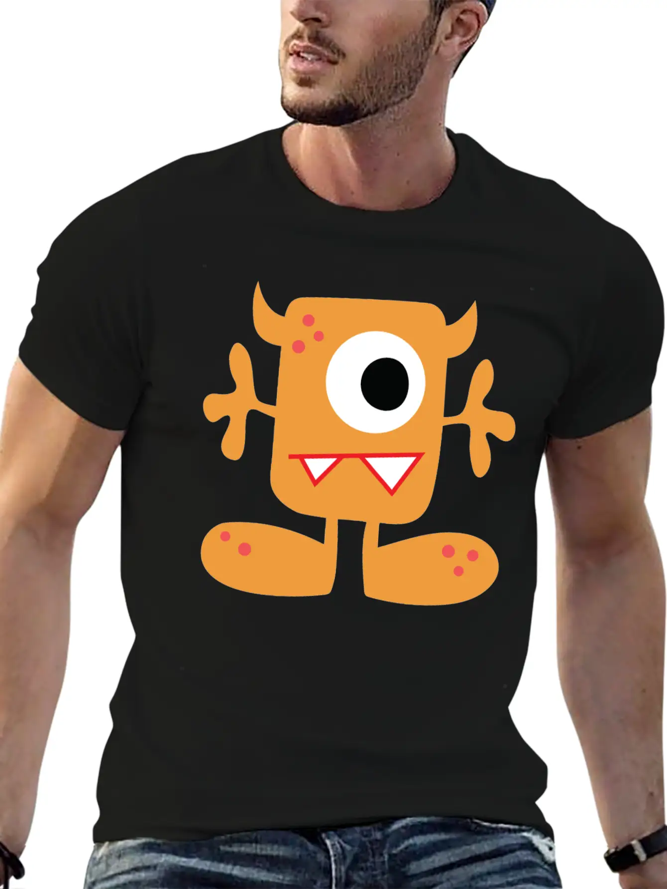 Cute Monster Unisex Short Sleeve Soft Cotton T-Shirt – Casual Everyday Wear
