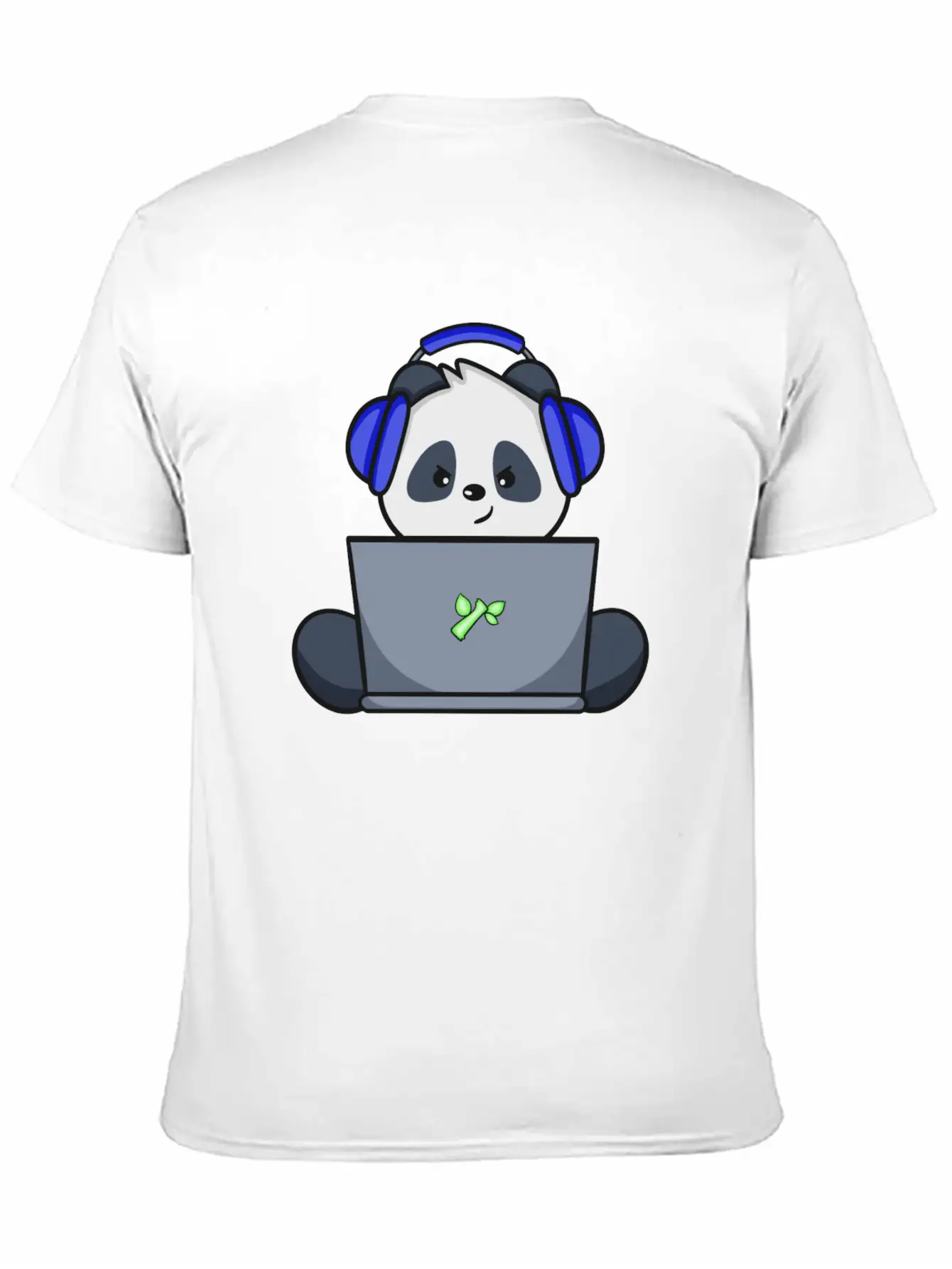 Cute Panda With Blue Headset Gaming Unisex Short Sleeve Soft Cotton T-Shirt – Casual Everyday Wear